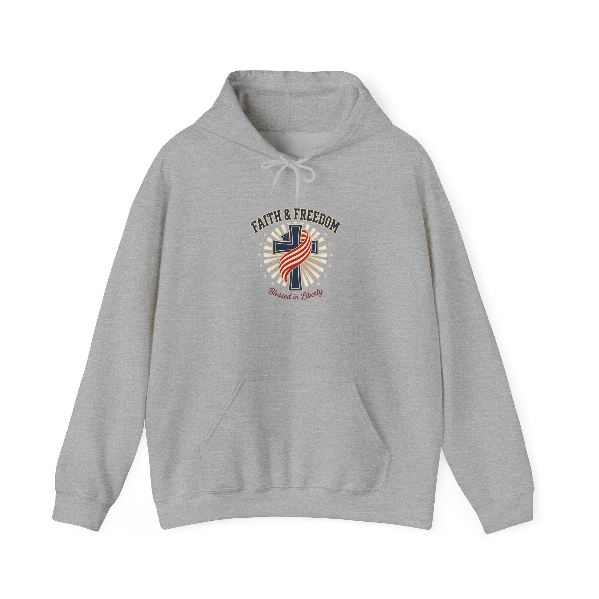 Faith & Freedom Cross Flag Hoodie | Patriotic, Faith-based, July 4th Vintage Americana