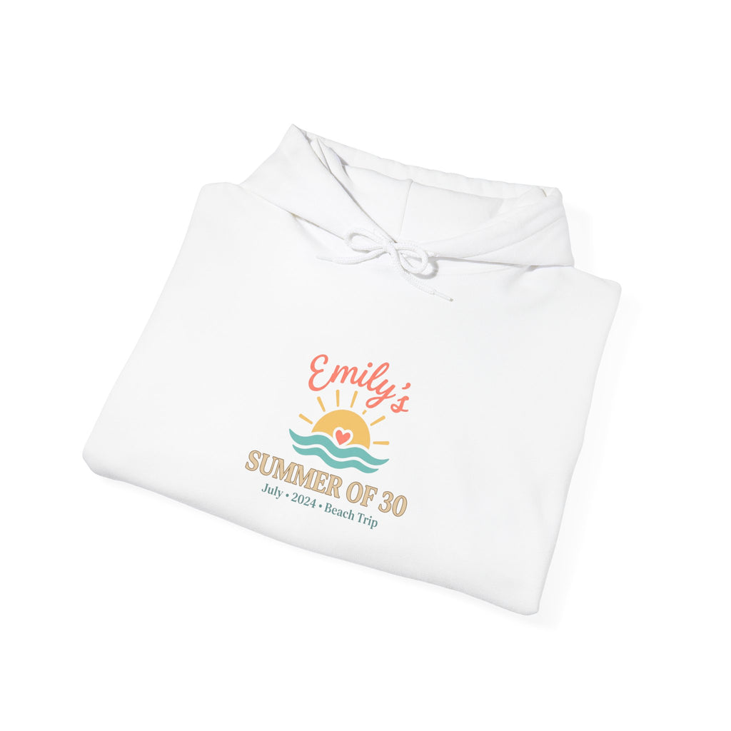 Custom Summer of Age Hoodie | pastel bow motif, birthday trip keepsake