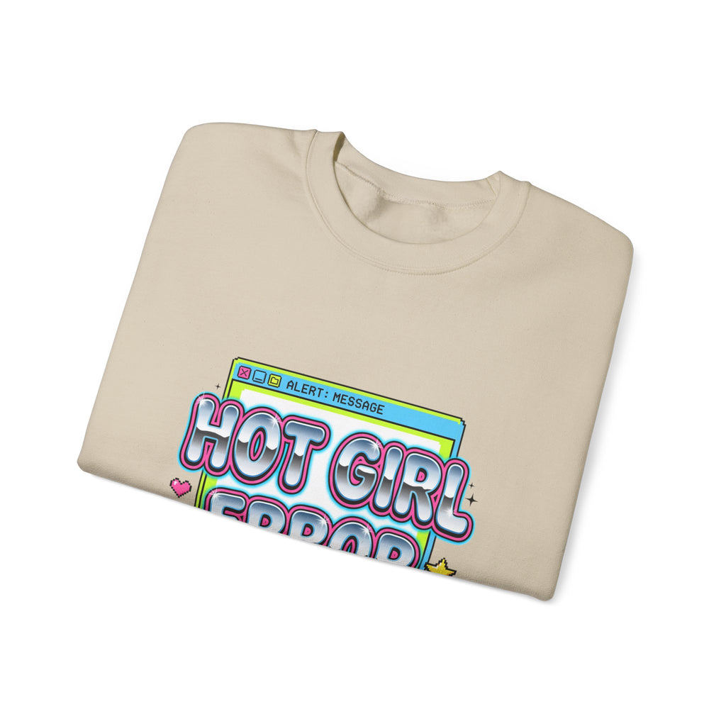 Hot Girl Error 404 Sweatshirt | Y2K slogan, cyber glitter, hot pink accents