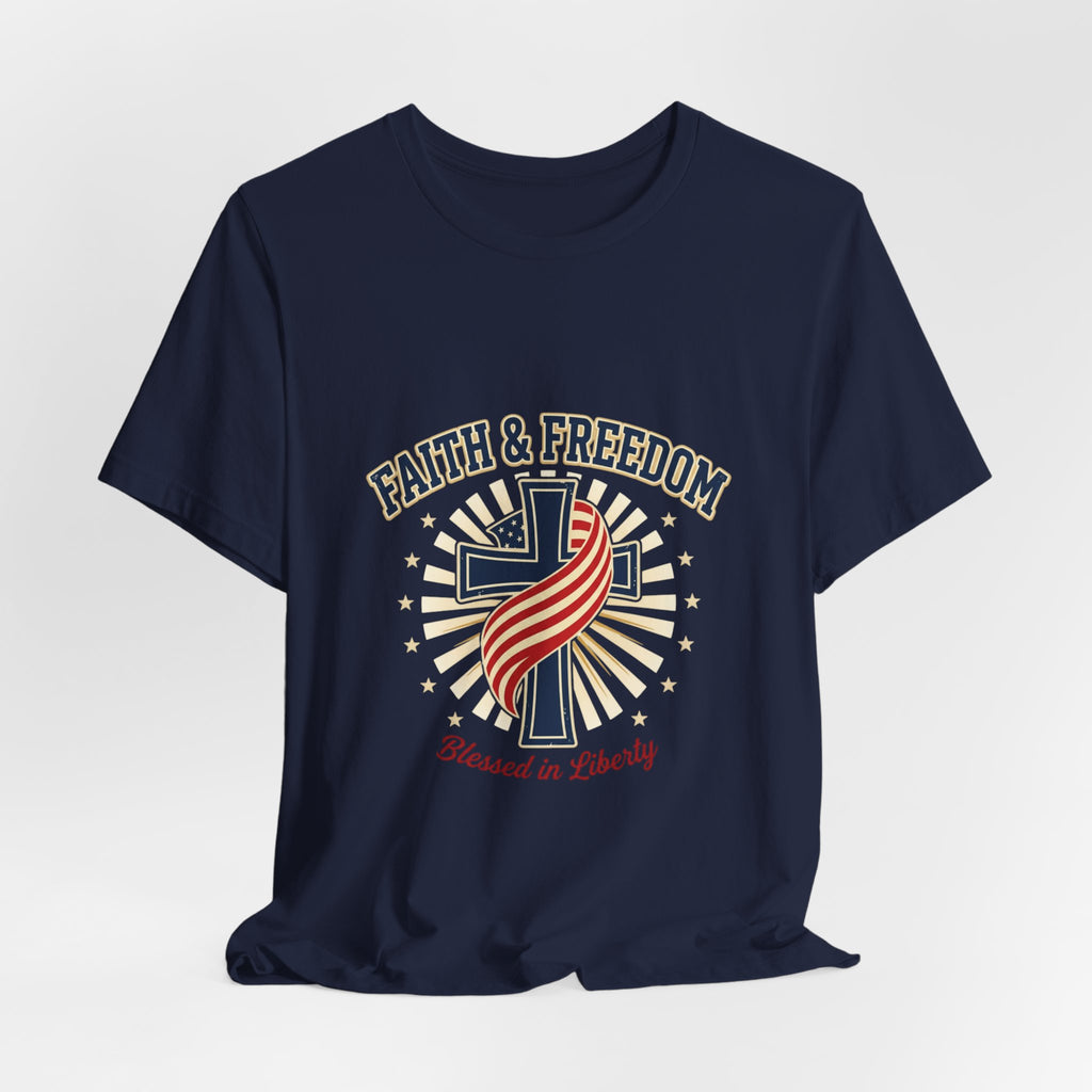 Faith & Freedom Cross Tee | patriotic, faith-based July 4th vintage Americana