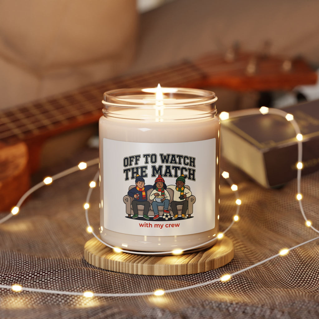 Off to Watch the Match Soy Candle | soccer watch party, cozy fan decor
