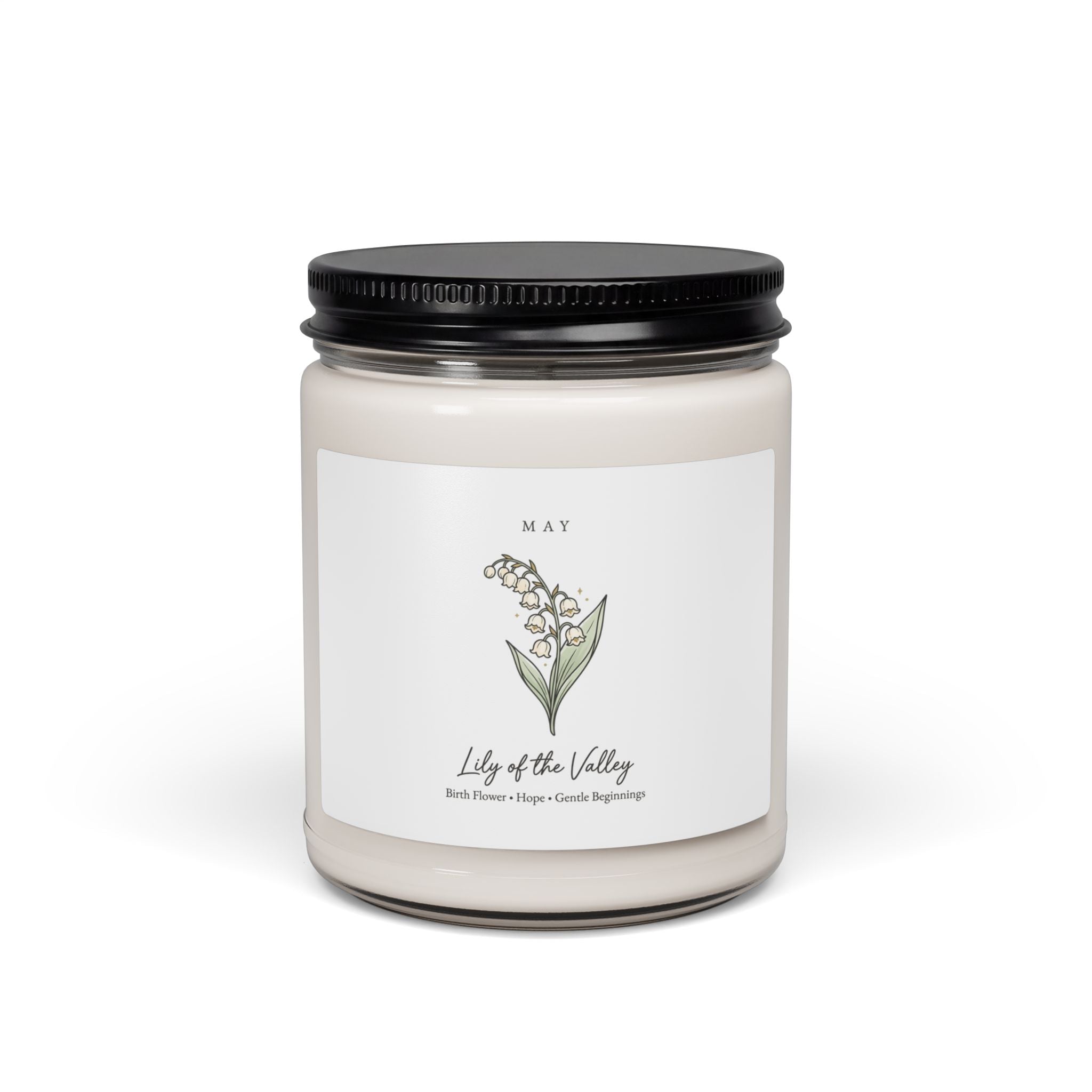 May Birth Flower Lily of the Valley Candle | Botanical Line Art, Personalized