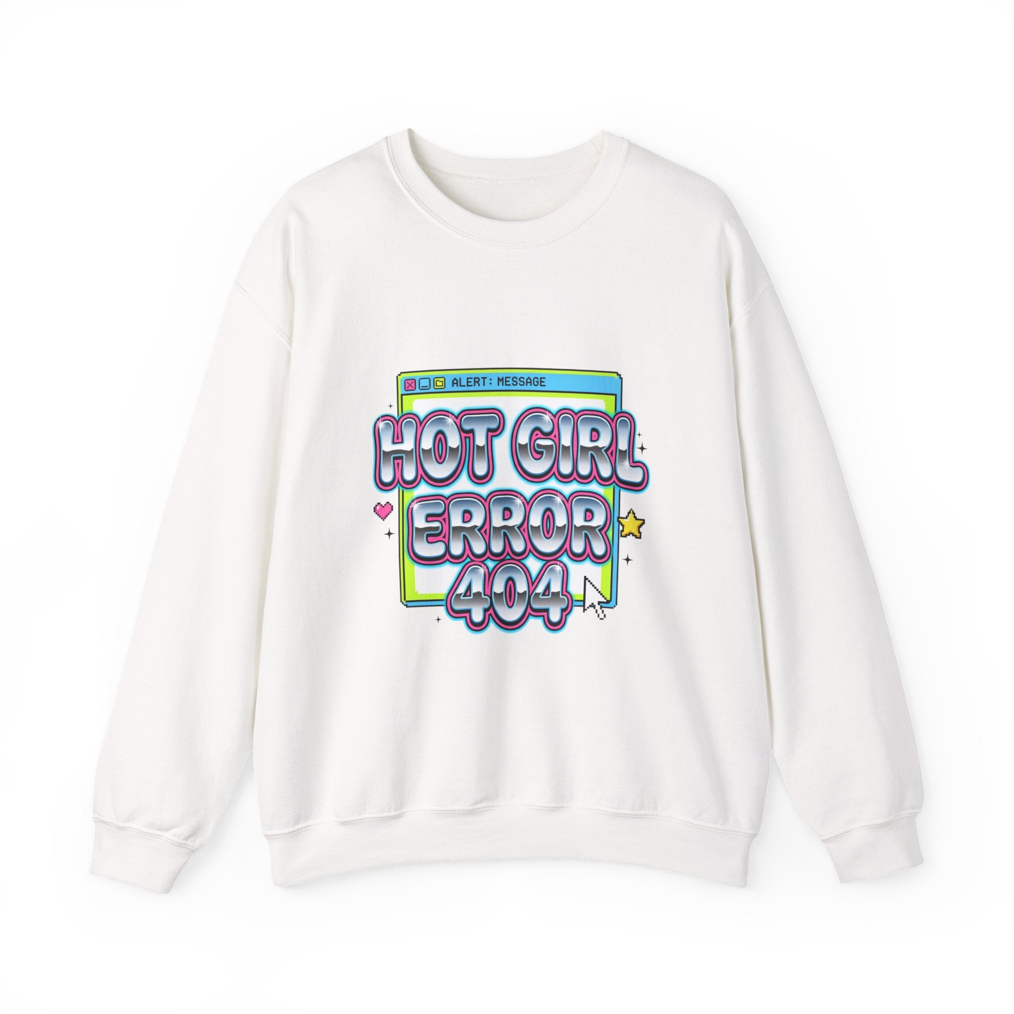 Hot Girl Error 404 Sweatshirt | Y2K slogan, cyber glitter, hot pink accents