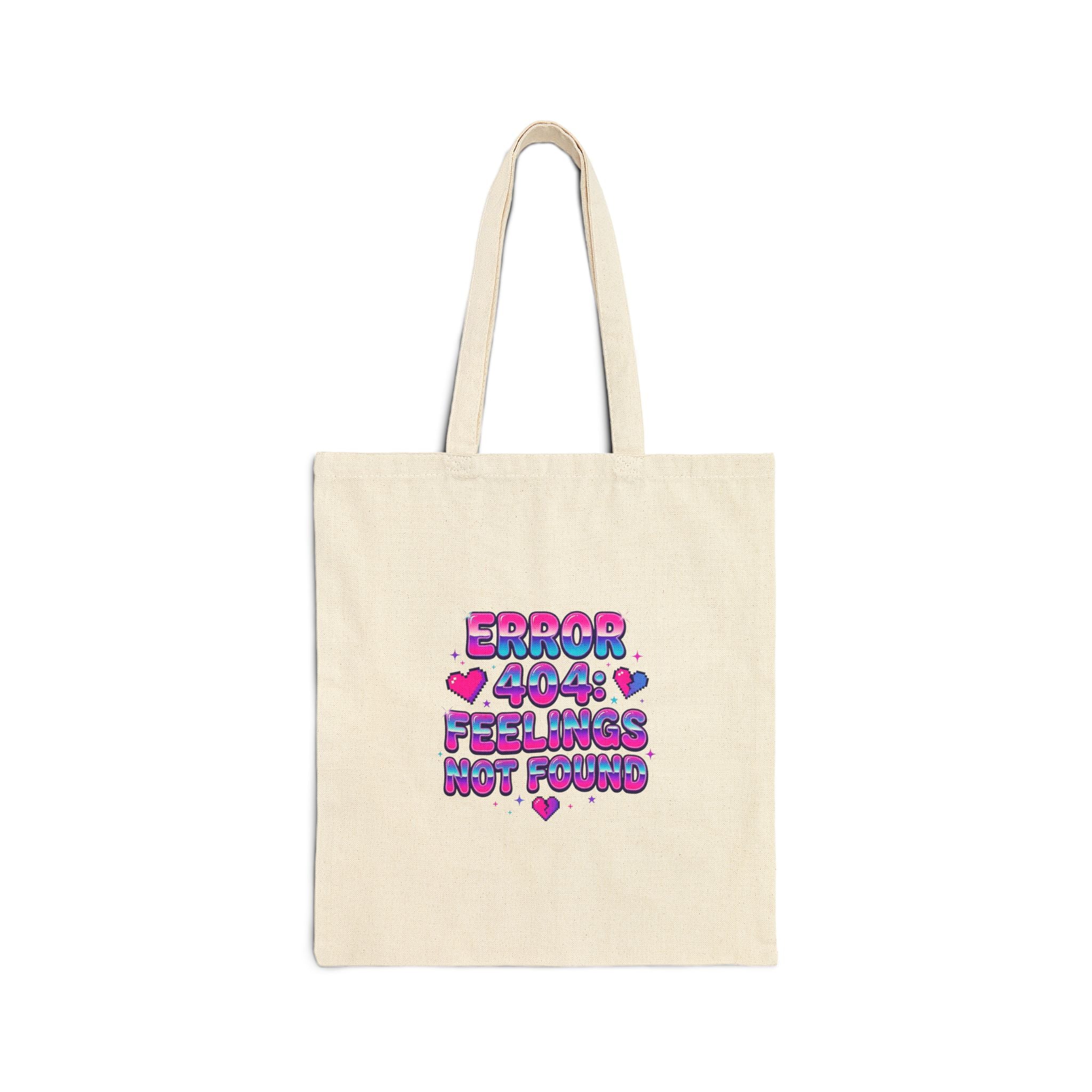 Error 404 Feelings Tote Bag | Y2K slogan, hot pink bubble text