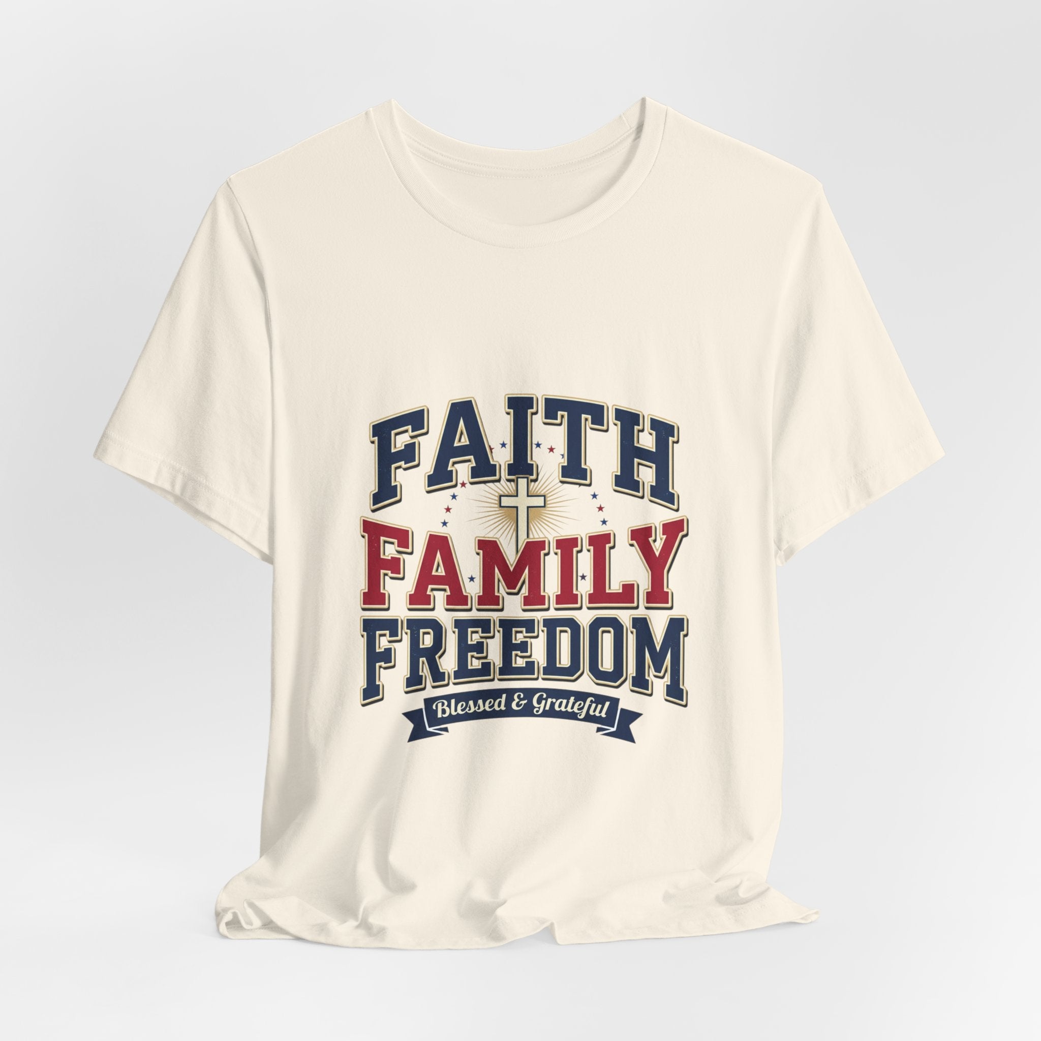 Faith Family Freedom Tee | Faith-based Patriotic July 4th, Vintage Americana