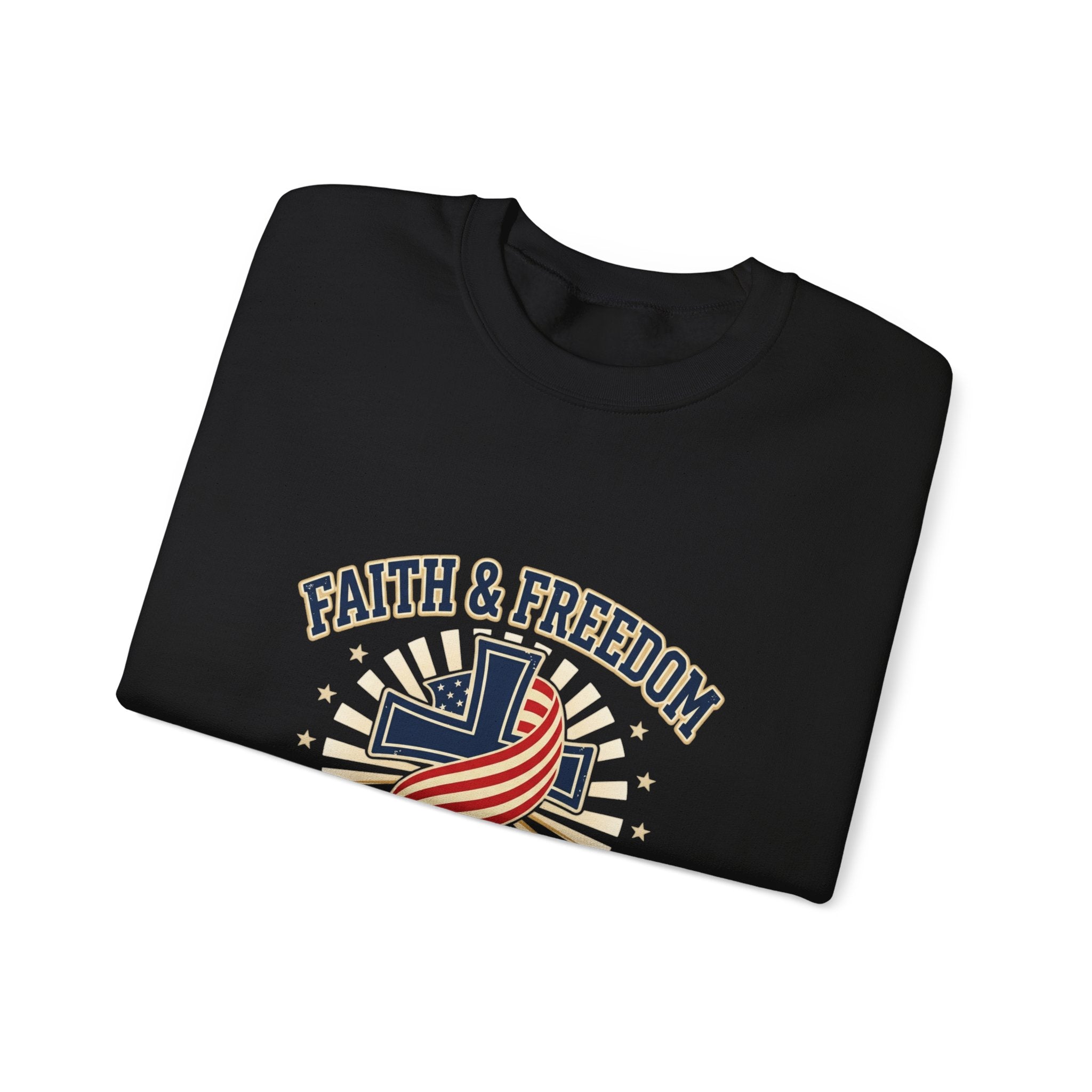 Faith & Freedom cross crewneck Sweatshirt | patriotic, faith-based, vintage Americana
