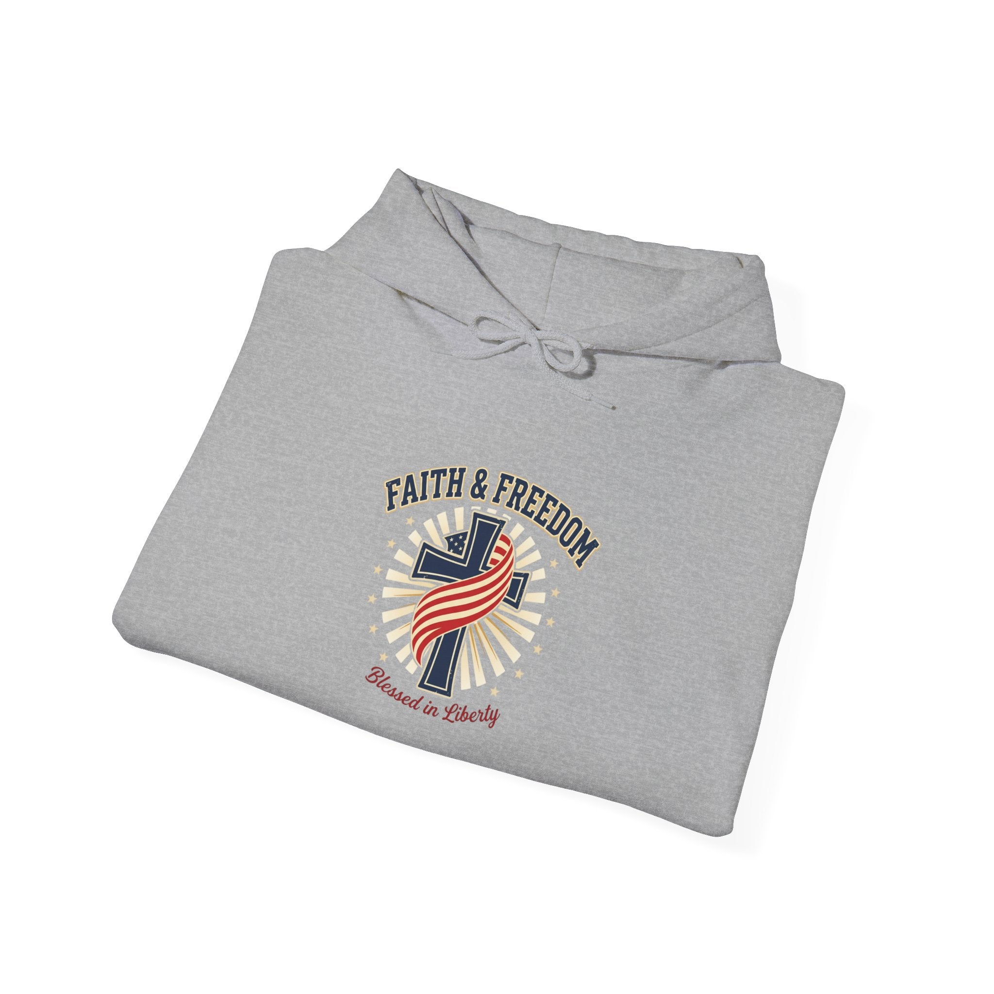 Faith & Freedom Cross Flag Hoodie | Patriotic, Faith-based, July 4th Vintage Americana