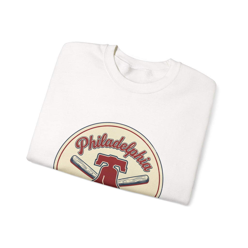 Philadelphia Baseball Crewneck, vintage script, state outline, athletic city pride