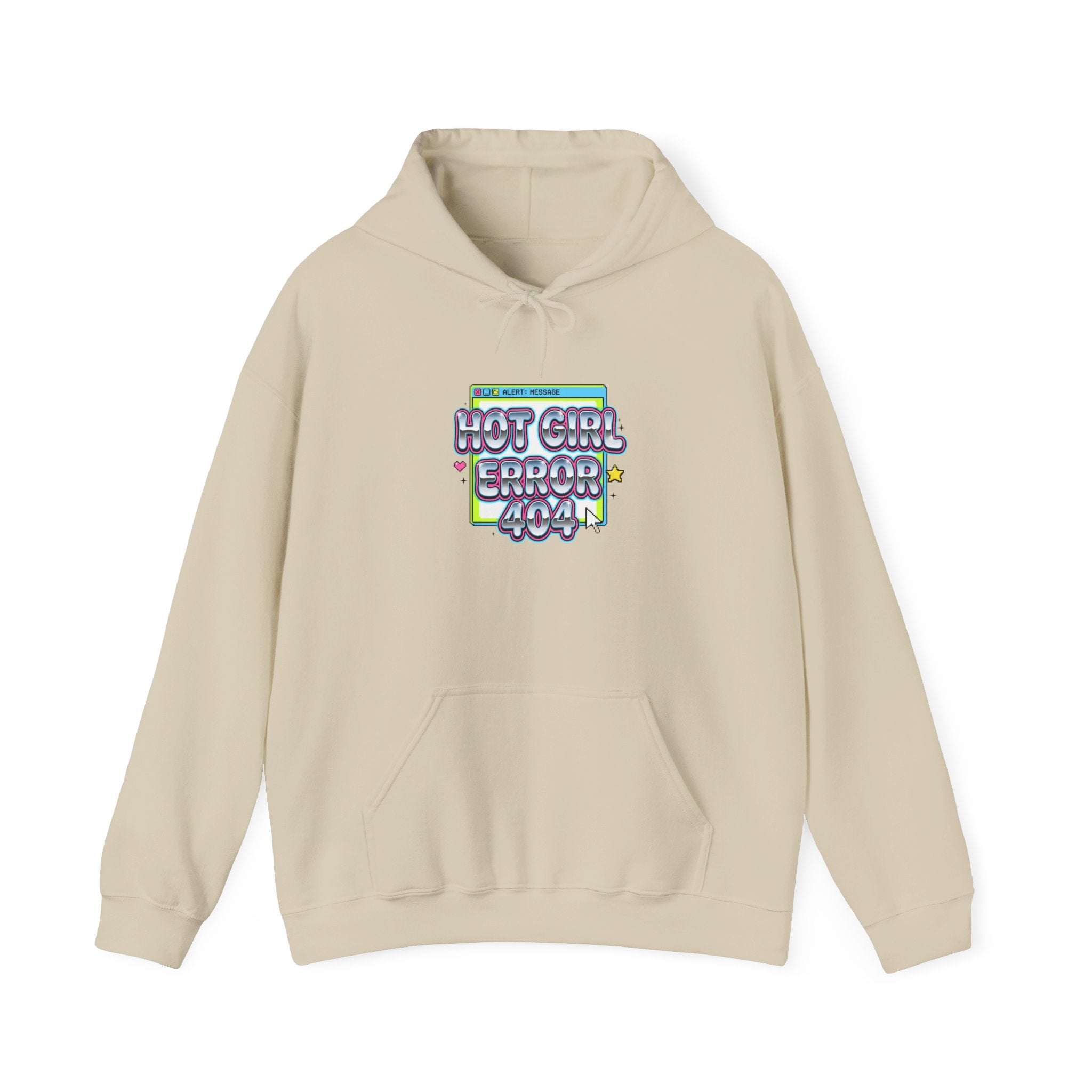 Hot Girl Error 404 Hoodie | Y2K slogan, cyber bubble font, hot pink accents