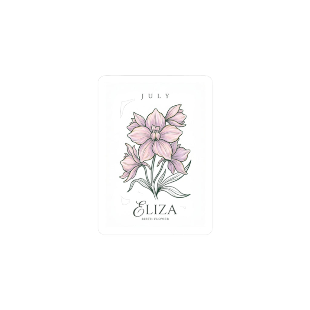 July Birth Month Flower Sticker | Botanical Watercolor, Personalized Name