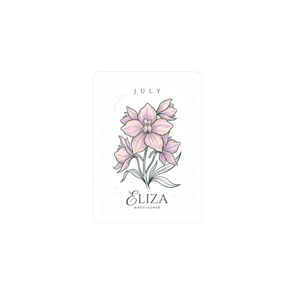 July Birth Month Flower Sticker | Botanical Watercolor, Personalized Name