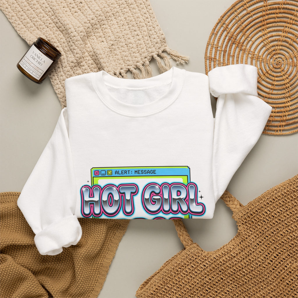Hot Girl Error 404 Sweatshirt | Y2K slogan, cyber glitter, hot pink accents