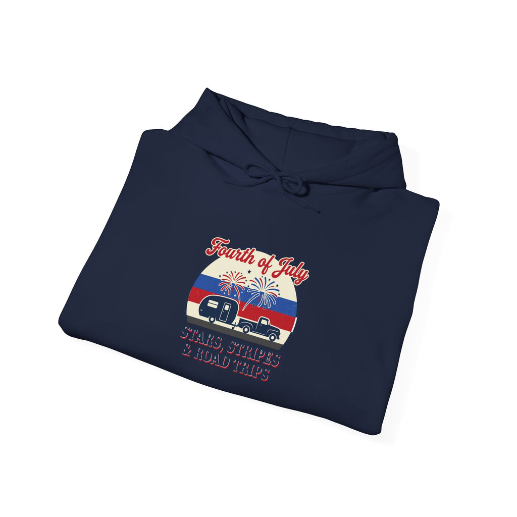 Stars & Road Trips Hoodie | vintage Americana, red white blue