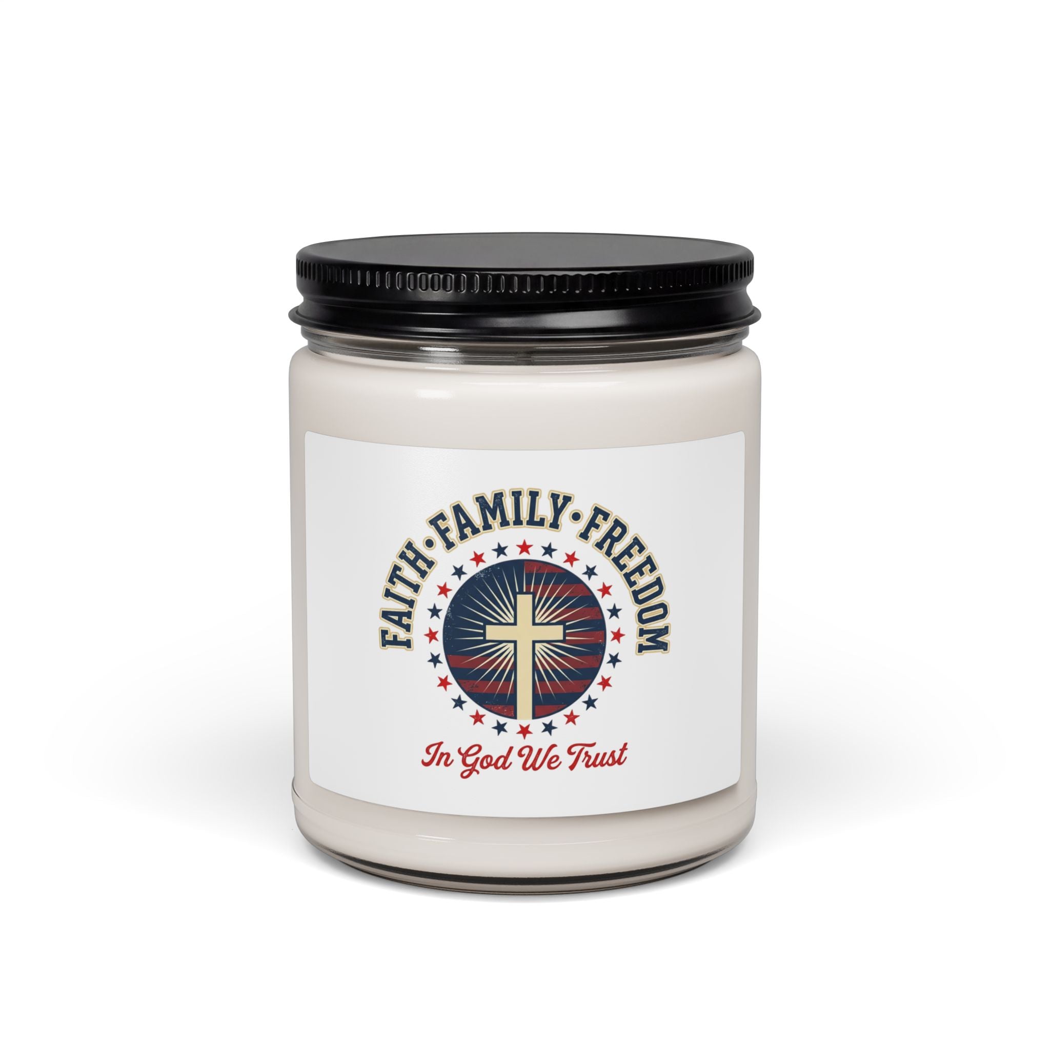 Faith Family Freedom Candle, 9oz Soy, Patriotic Faith-Based July 4th