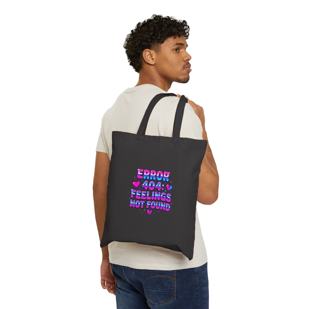 Error 404 Feelings Tote Bag | Y2K slogan, hot pink bubble text