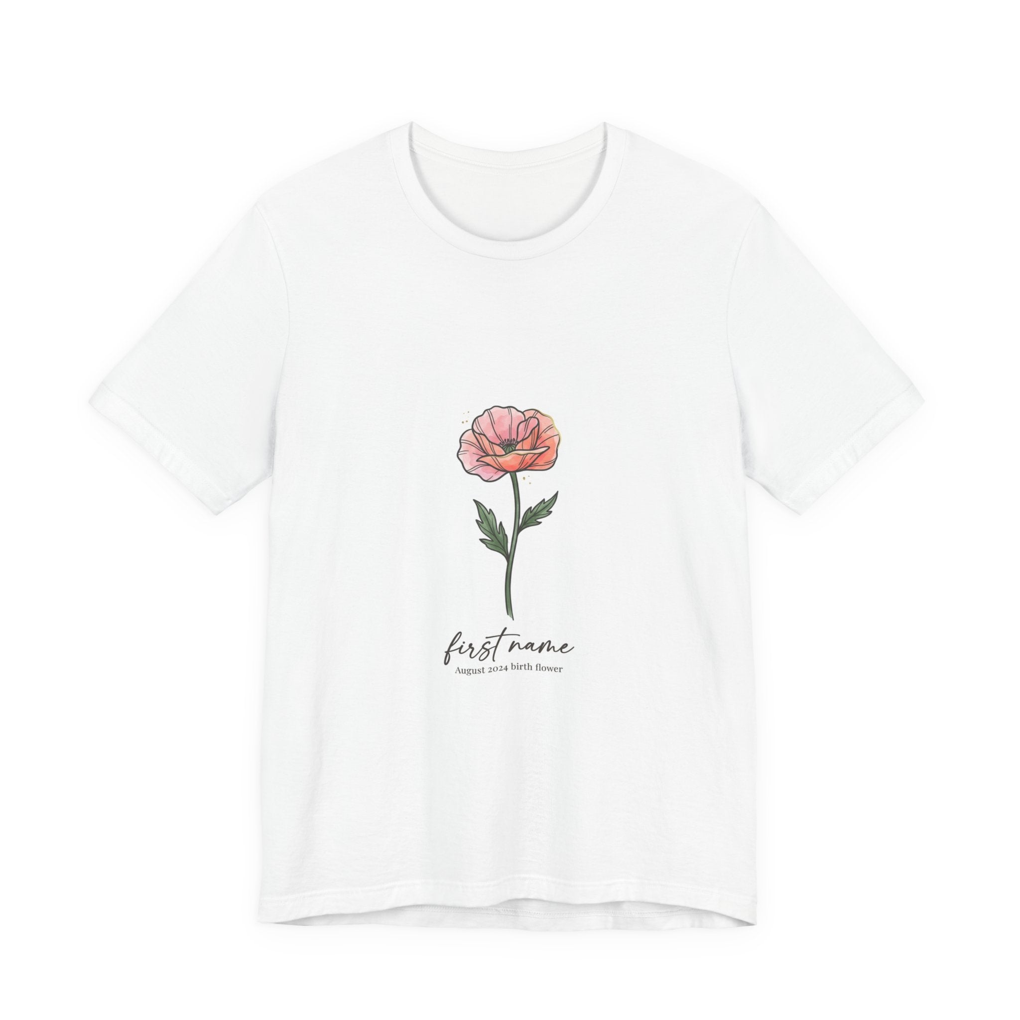 Birth Month Flower Tee | Personalized Botanical Watercolor, Custom Name