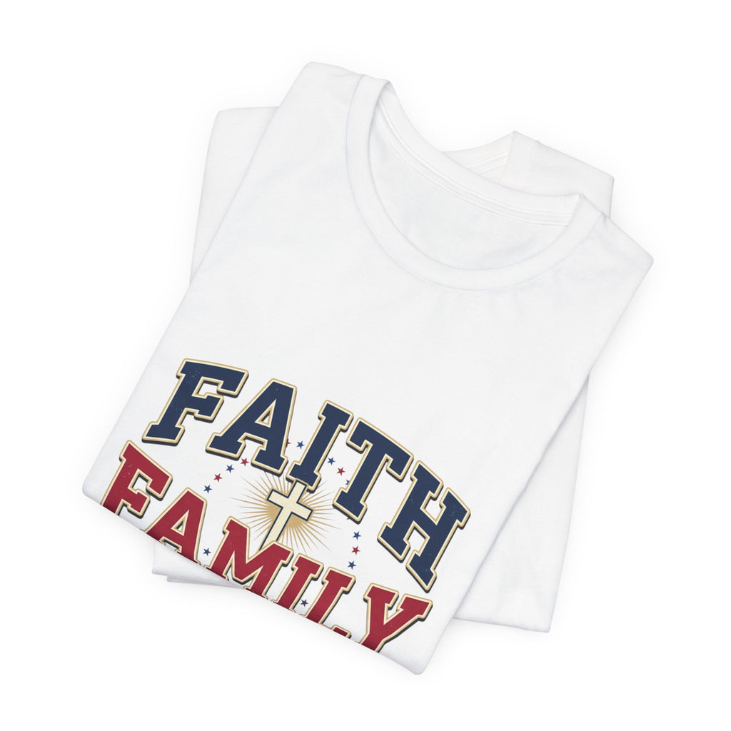 Faith Family Freedom Tee | Faith-based Patriotic July 4th, Vintage Americana