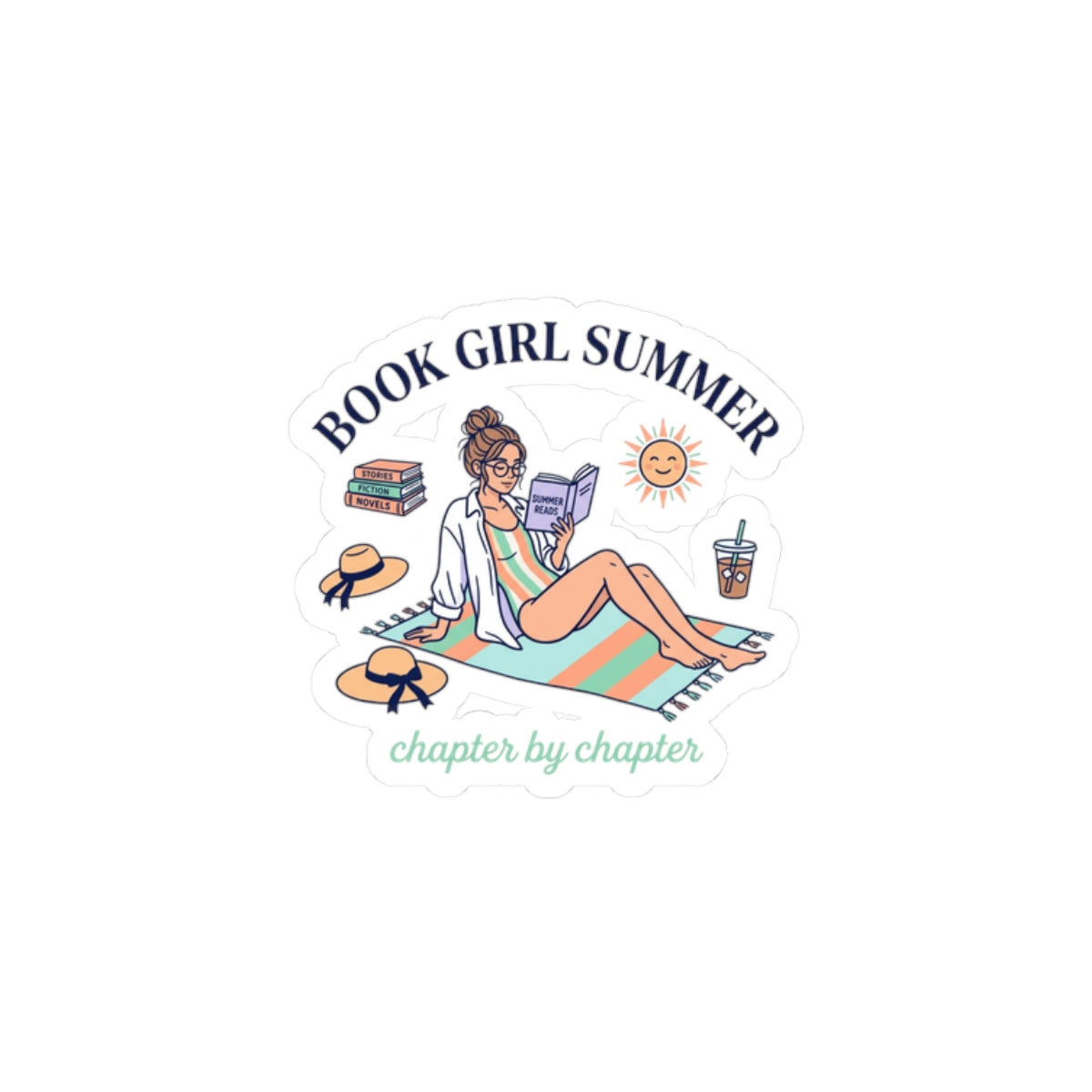 Book Girl Summer Kiss-Cut Stickers | BookTok, Reading Beach Reads
