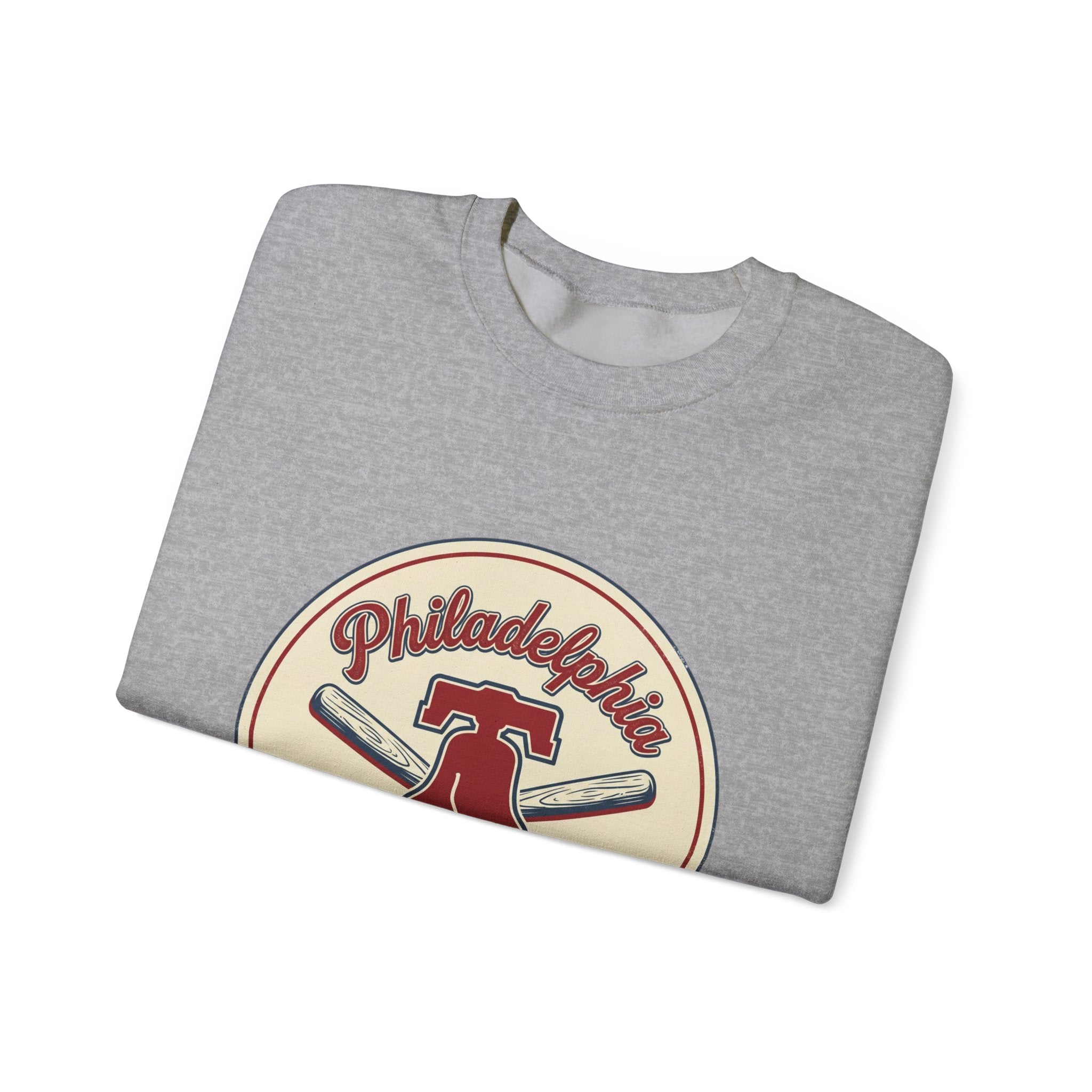 Philadelphia Baseball Crewneck, vintage script, state outline, athletic city pride