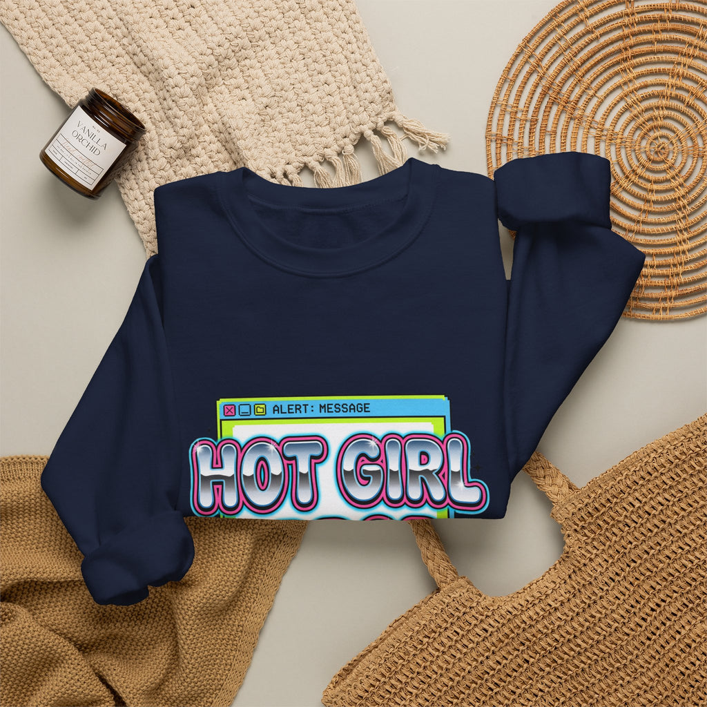 Hot Girl Error 404 Sweatshirt | Y2K slogan, cyber glitter, hot pink accents
