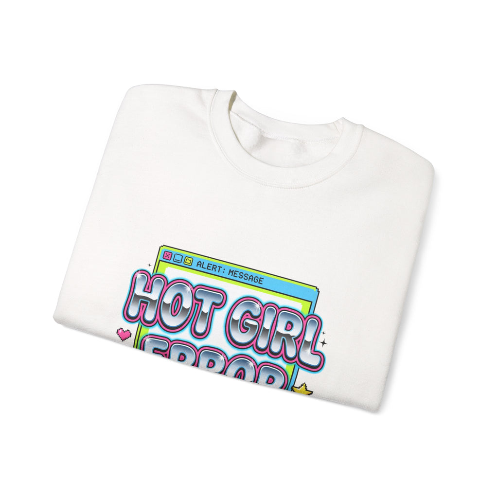 Hot Girl Error 404 Sweatshirt | Y2K slogan, cyber glitter, hot pink accents