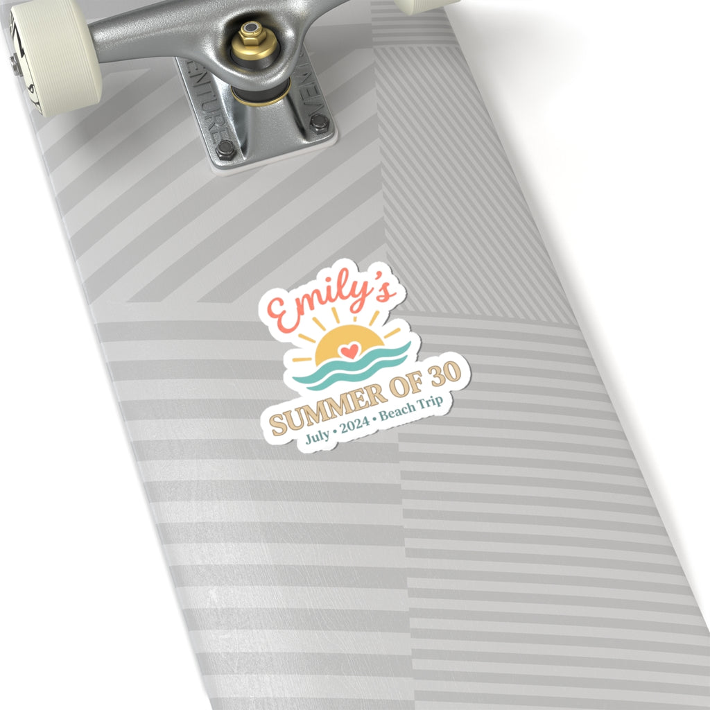 Summer of 30 Kiss-Cut Stickers | custom age, pastel beach keepsake