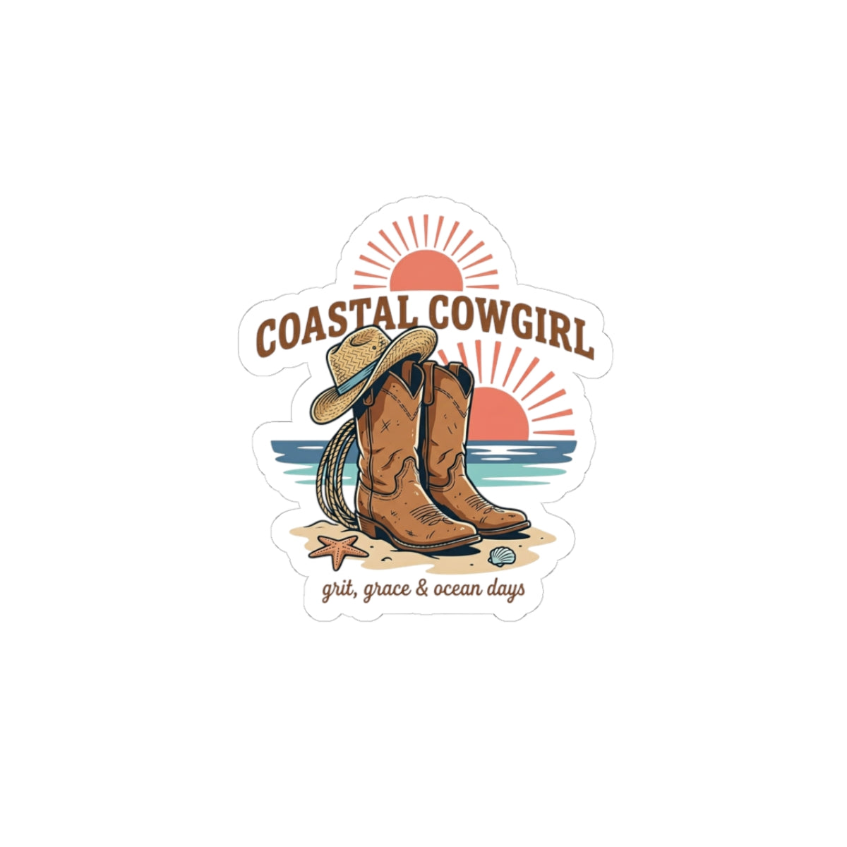 Coastal Cowgirl Boots Sticker | western rustic prairie rodeo