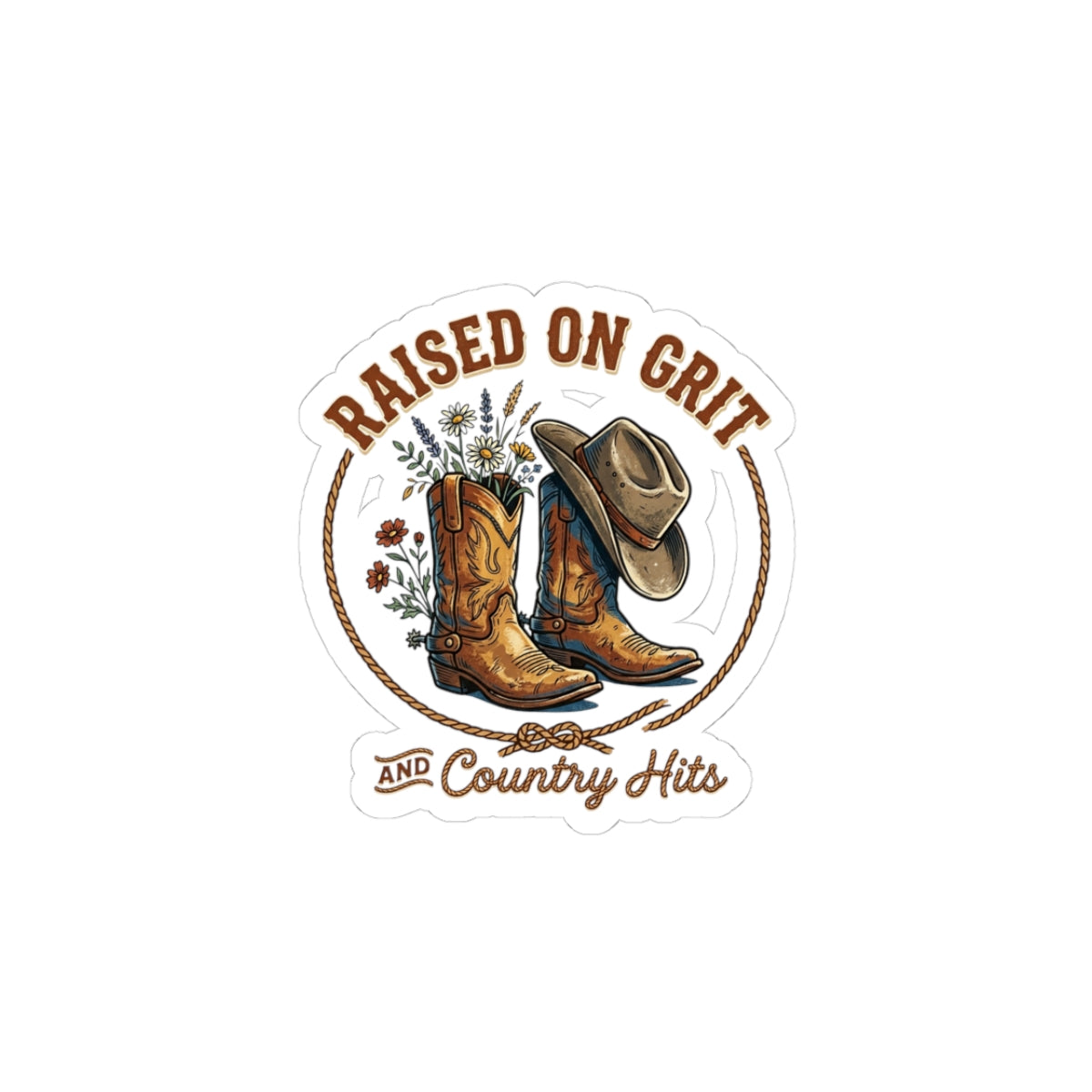 Raised on Grit Cowgirl Boots Sticker | Western, Rustic Prairie