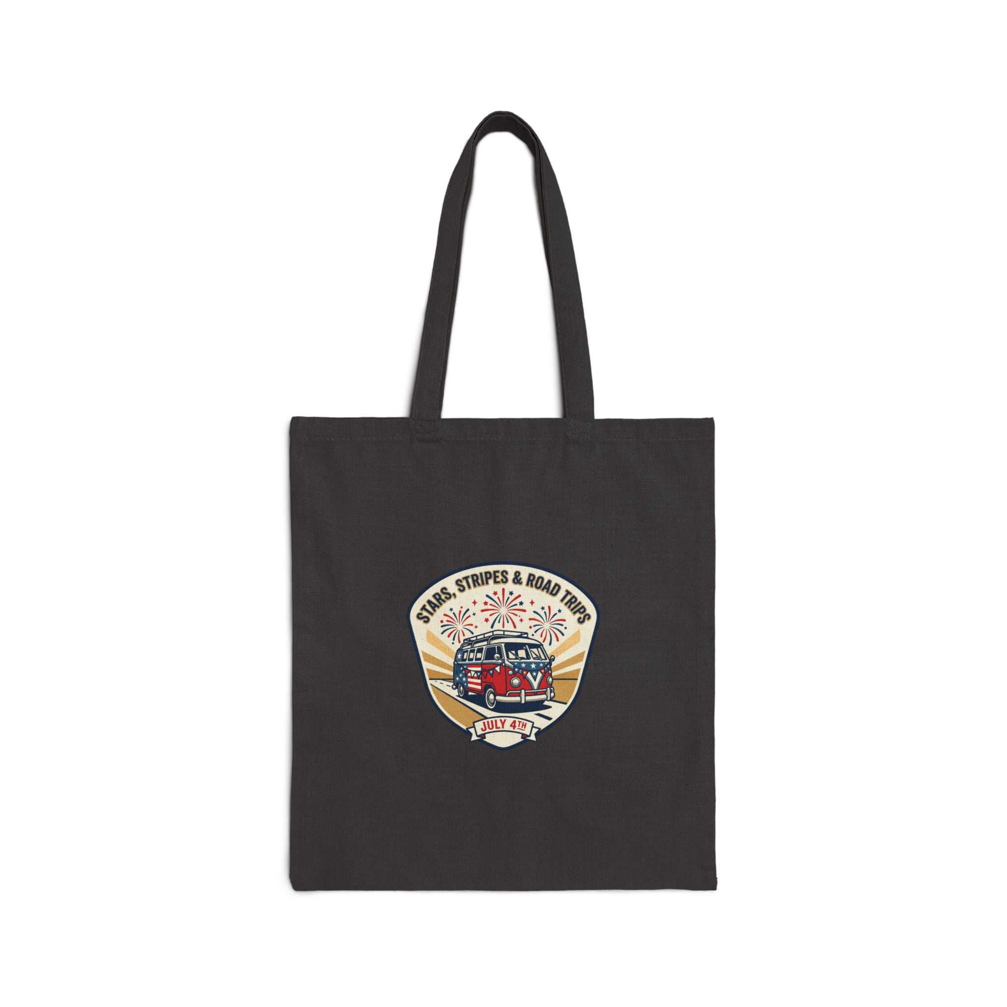Retro Americana Road Trip Tote, vintage USA red white blue | coastal summer