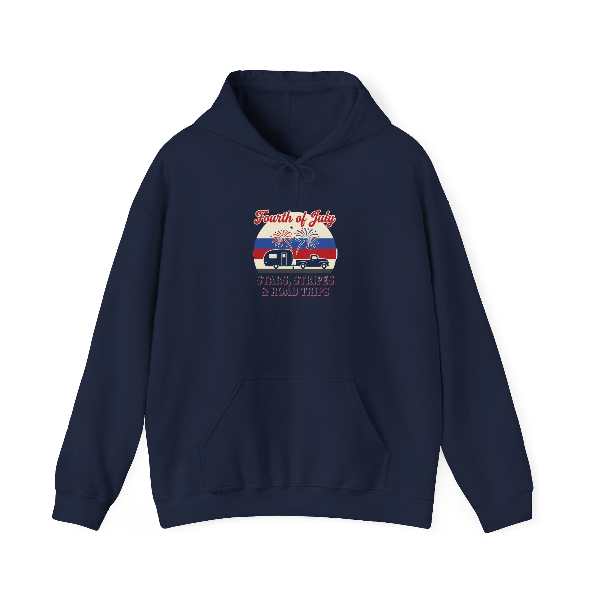 Stars & Road Trips Hoodie | vintage Americana, red white blue