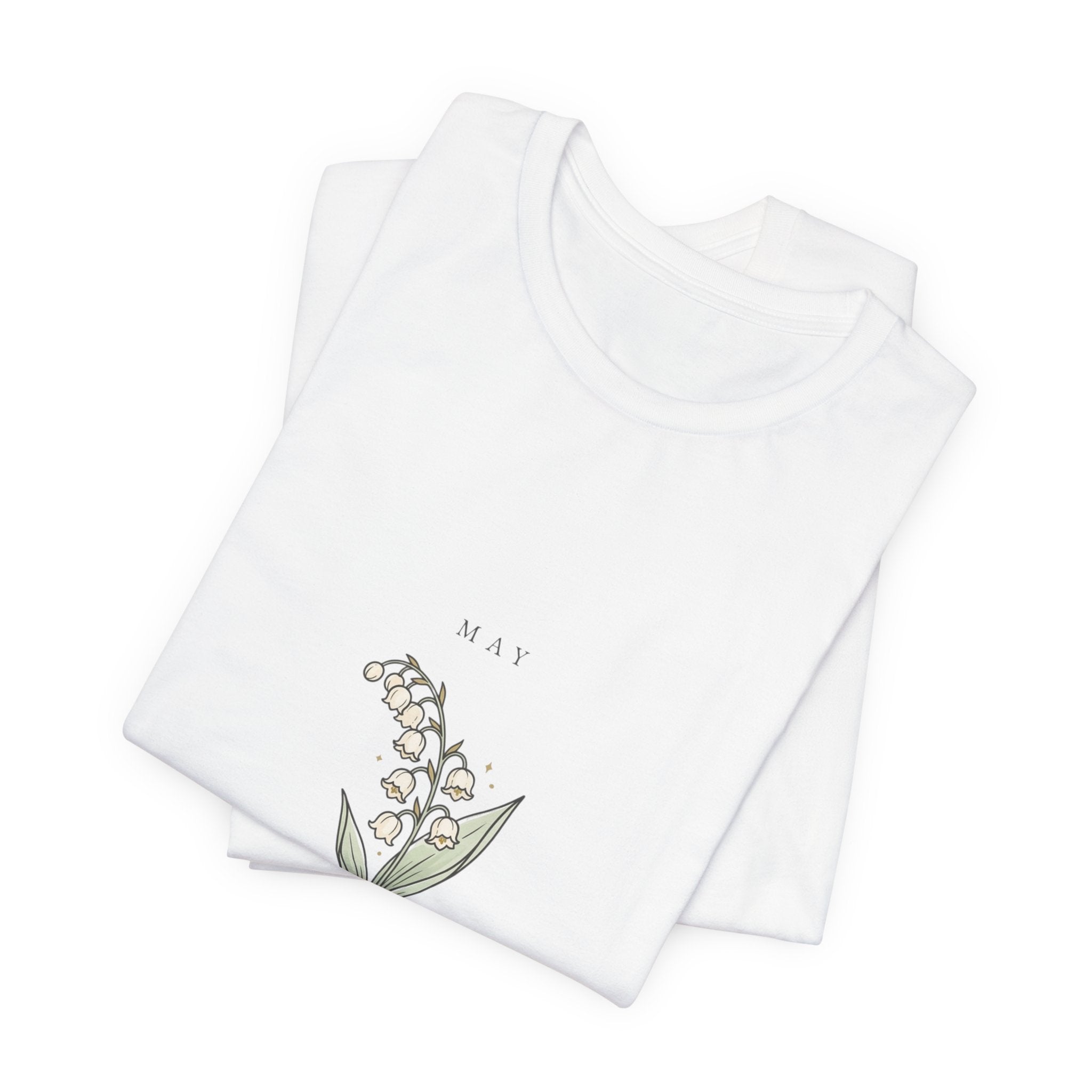 Lily of the Valley Birth Month Flower Tee | Botanical Line Art, Personalized