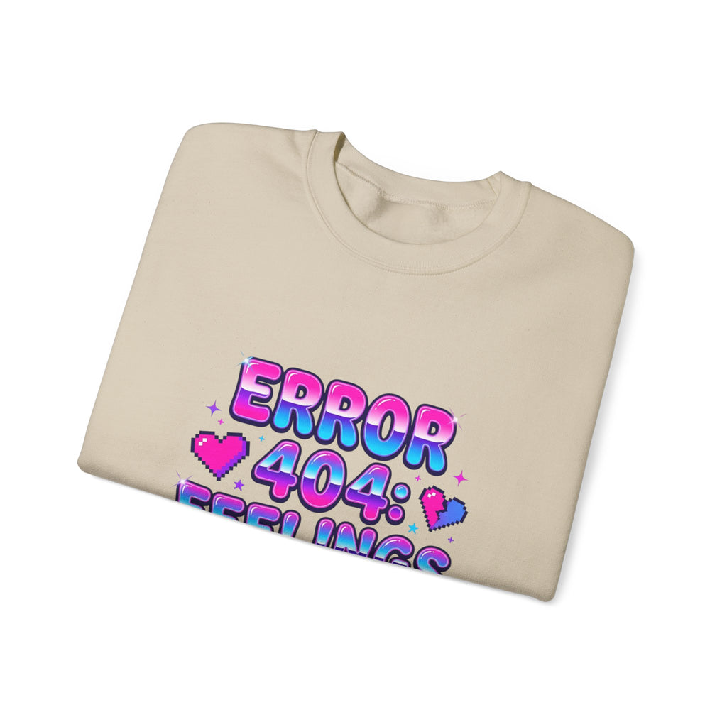 Error 404 Feelings Not Found Sweatshirt | Y2K slogan, bubblegum glitter style