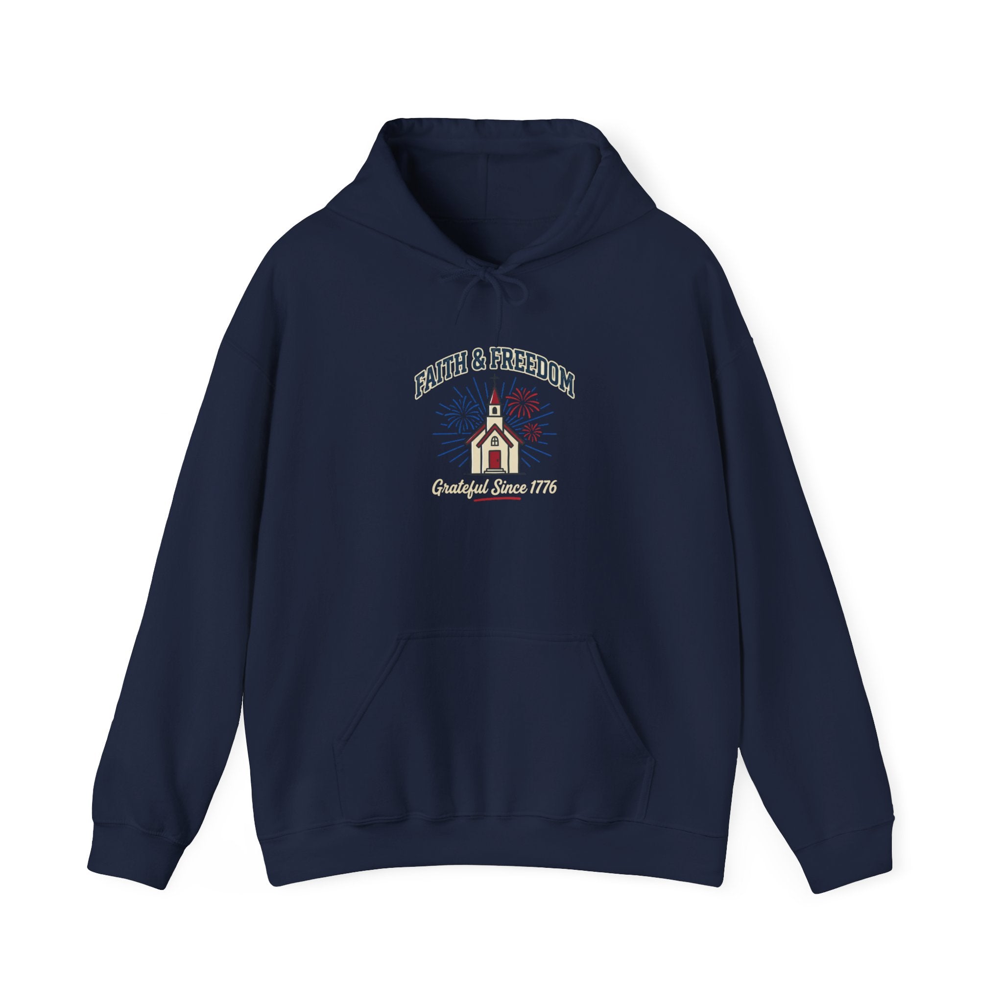 Faith & Freedom Church Graphic Hoodie | patriotic, faith-based, vintage Americana