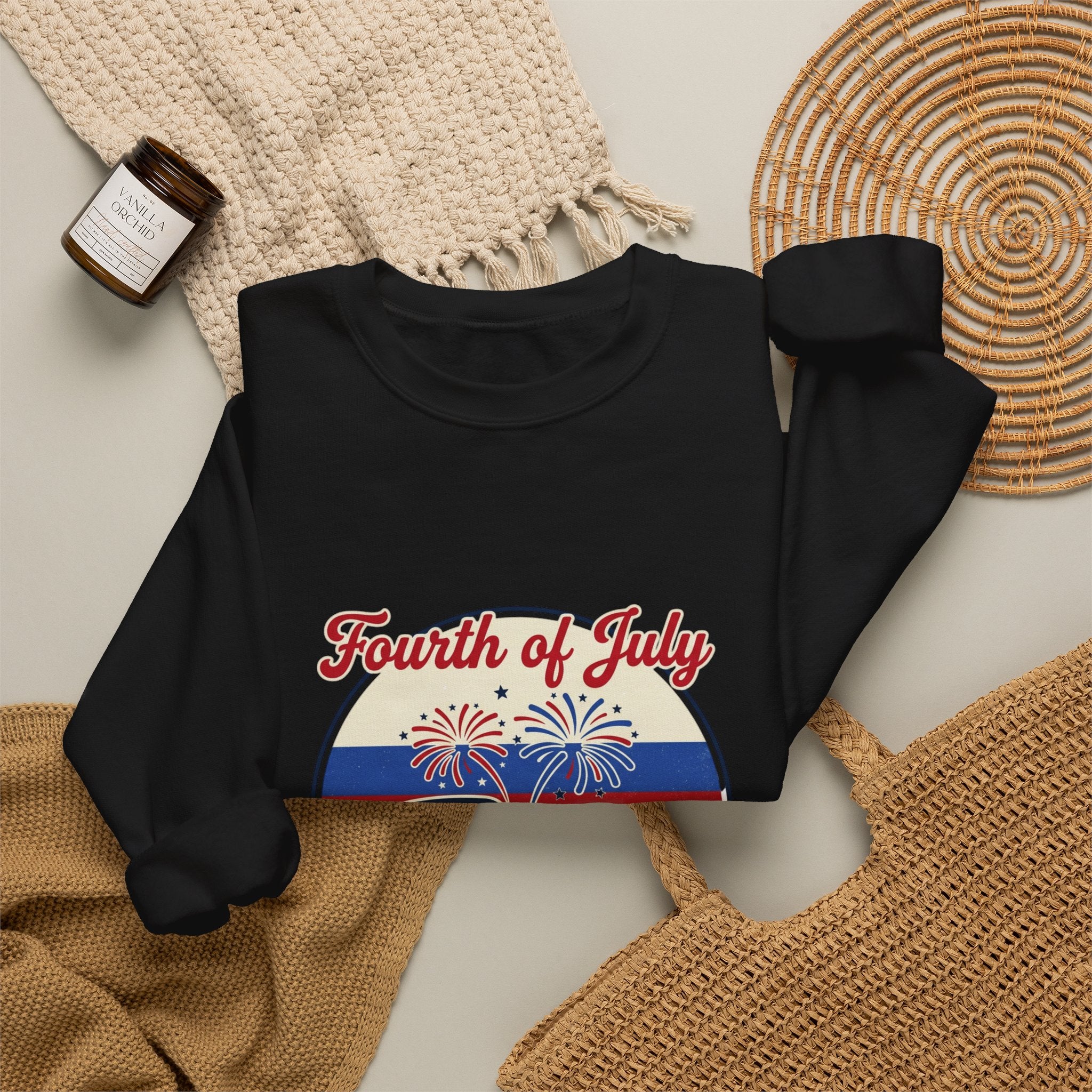 Fourth of July RV Road Trip Sweatshirt | vintage USA, red white blue