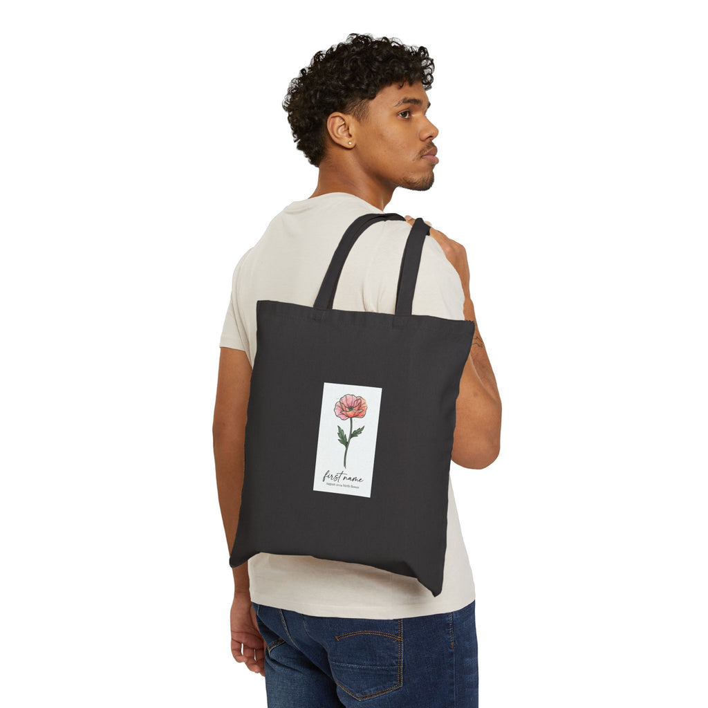 Birth Month Flower Tote | Personalized Botanical Watercolor Cotton Canvas