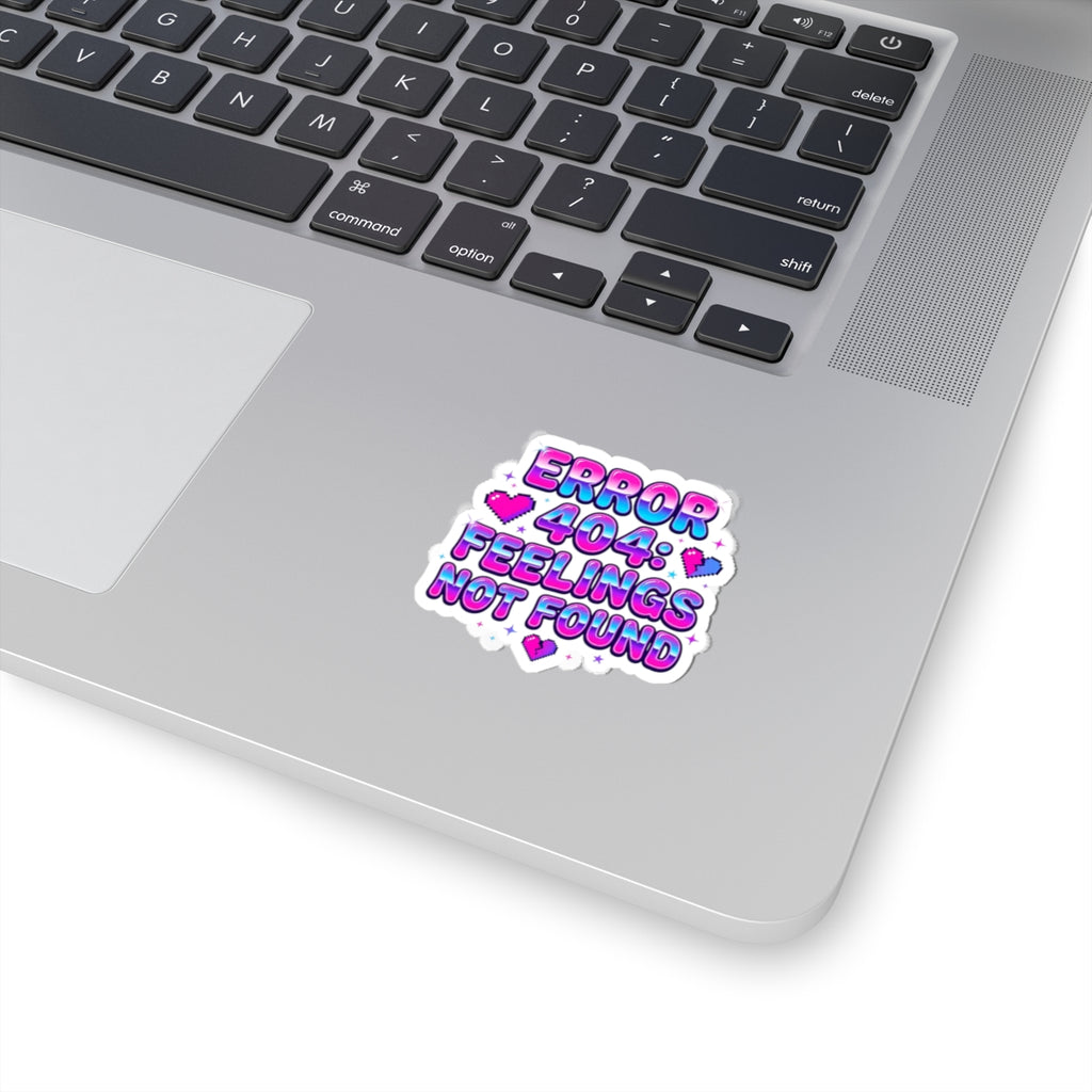 ERROR 404: Feelings Not Found Kiss-Cut Sticker | Y2K glitter, cyber bubblegum