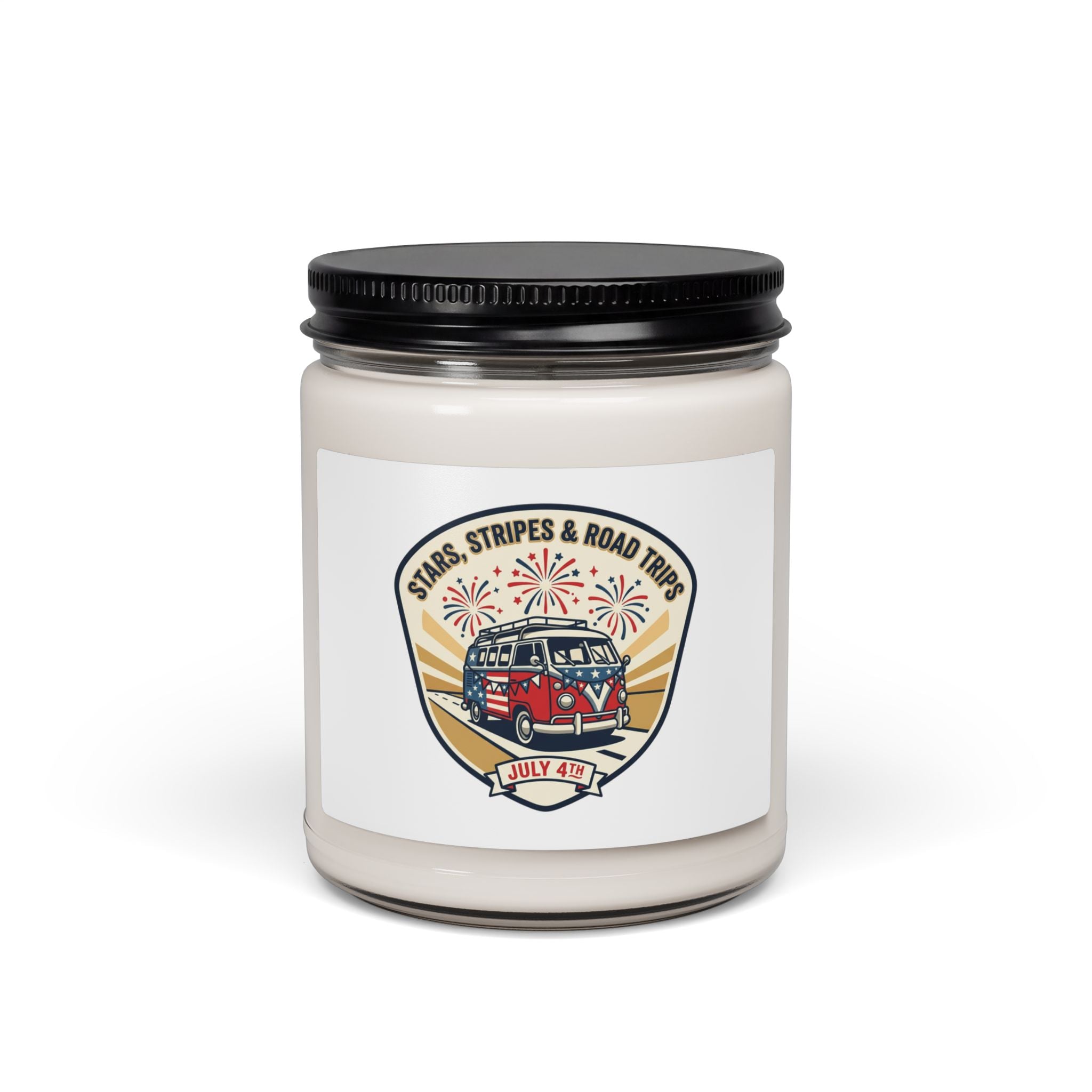 Stars, Stripes & Road Trips Soy Candle | 4th of July Americana, vintage red white blue