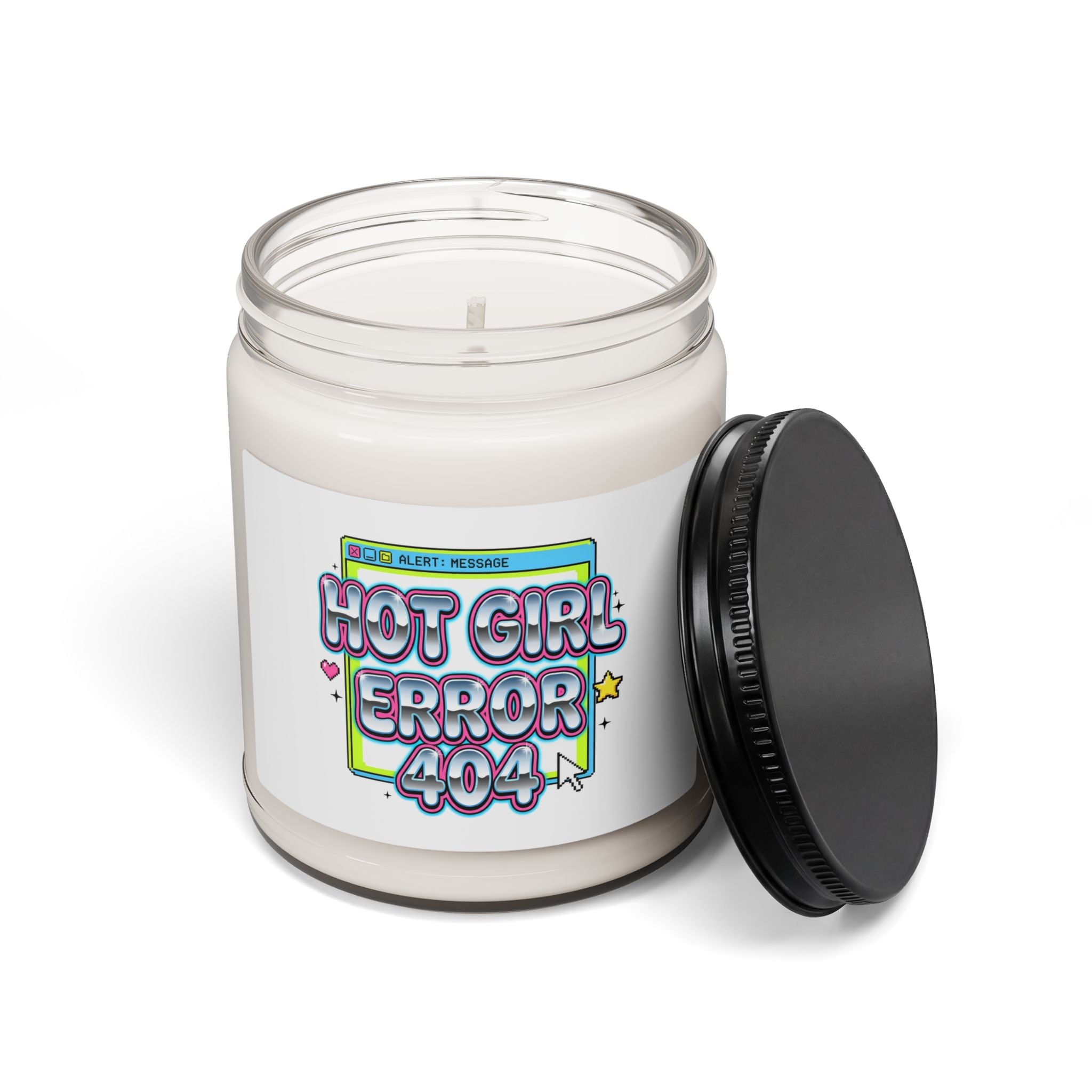 Hot Girl Error 404 Candle, Scented Soy Jar, Y2K Cyber Nostalgia