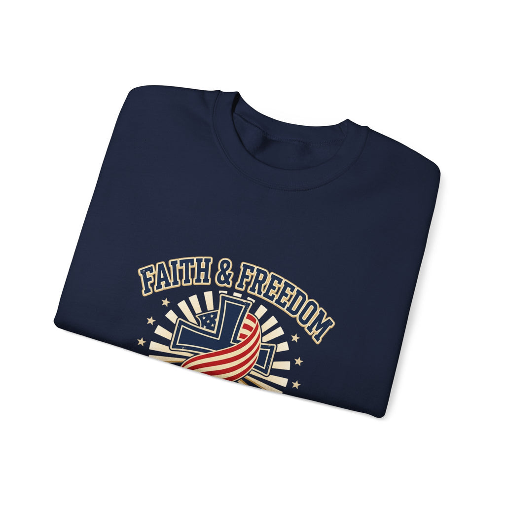 Faith & Freedom cross crewneck Sweatshirt | patriotic, faith-based, vintage Americana