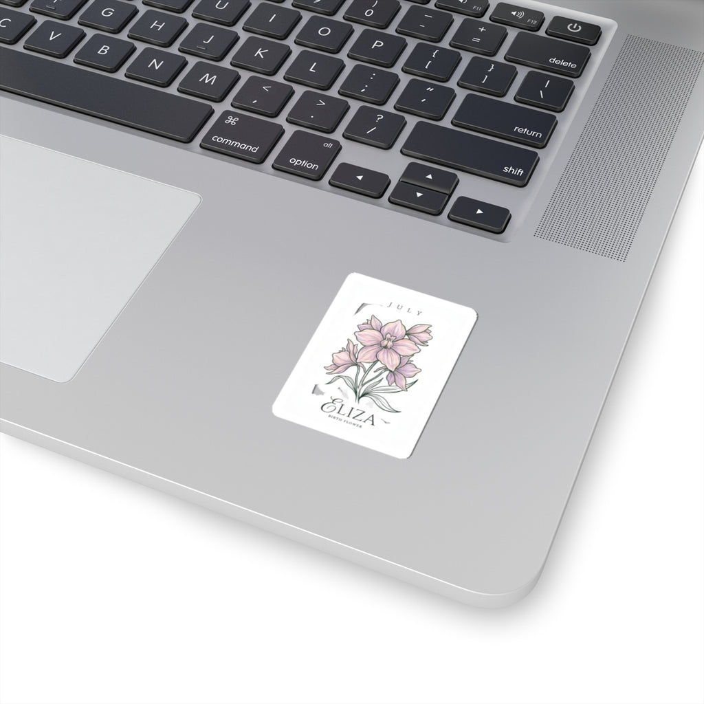 July Birth Month Flower Sticker | Botanical Watercolor, Personalized Name