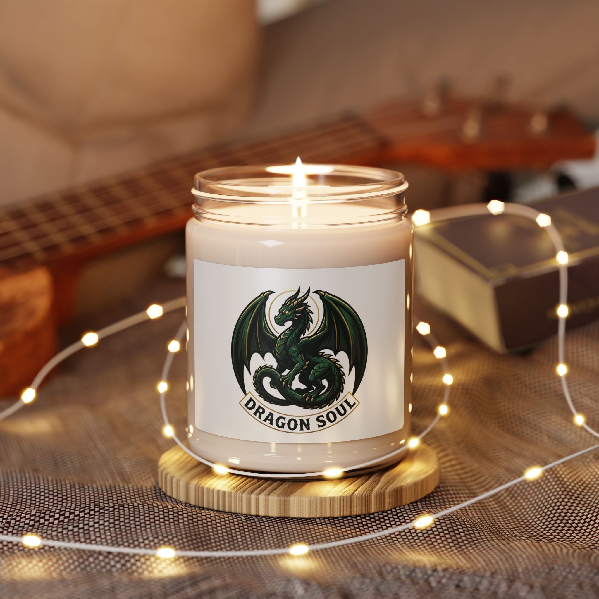 Dragon Soul Candle, fantasy art dragon, mythical creature, tattoo style