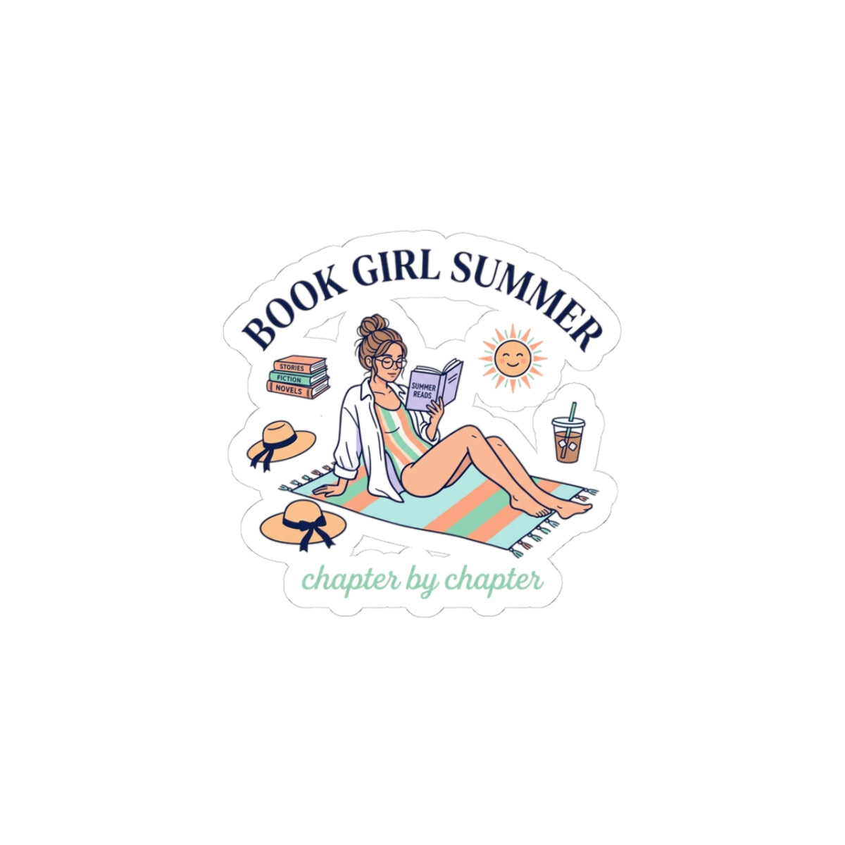 Book Girl Summer Kiss-Cut Stickers | BookTok, Reading Beach Reads