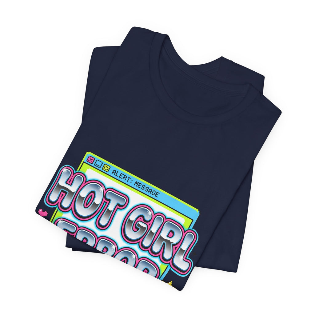 Hot Girl Error 404 Tee | Y2K slogan, cyber glitter, bubblegum pink