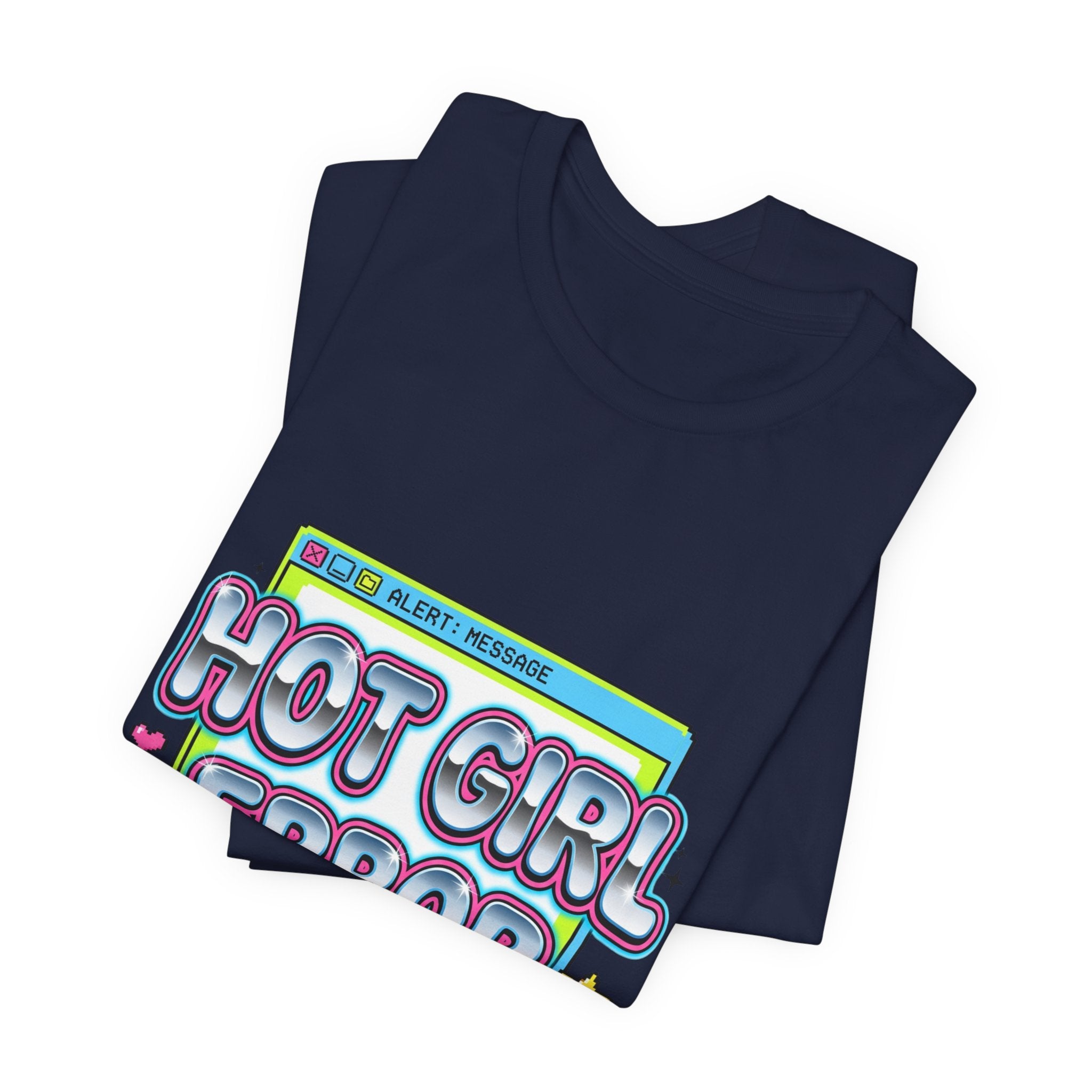 Hot Girl Error 404 Tee | Y2K slogan, cyber glitter, bubblegum pink