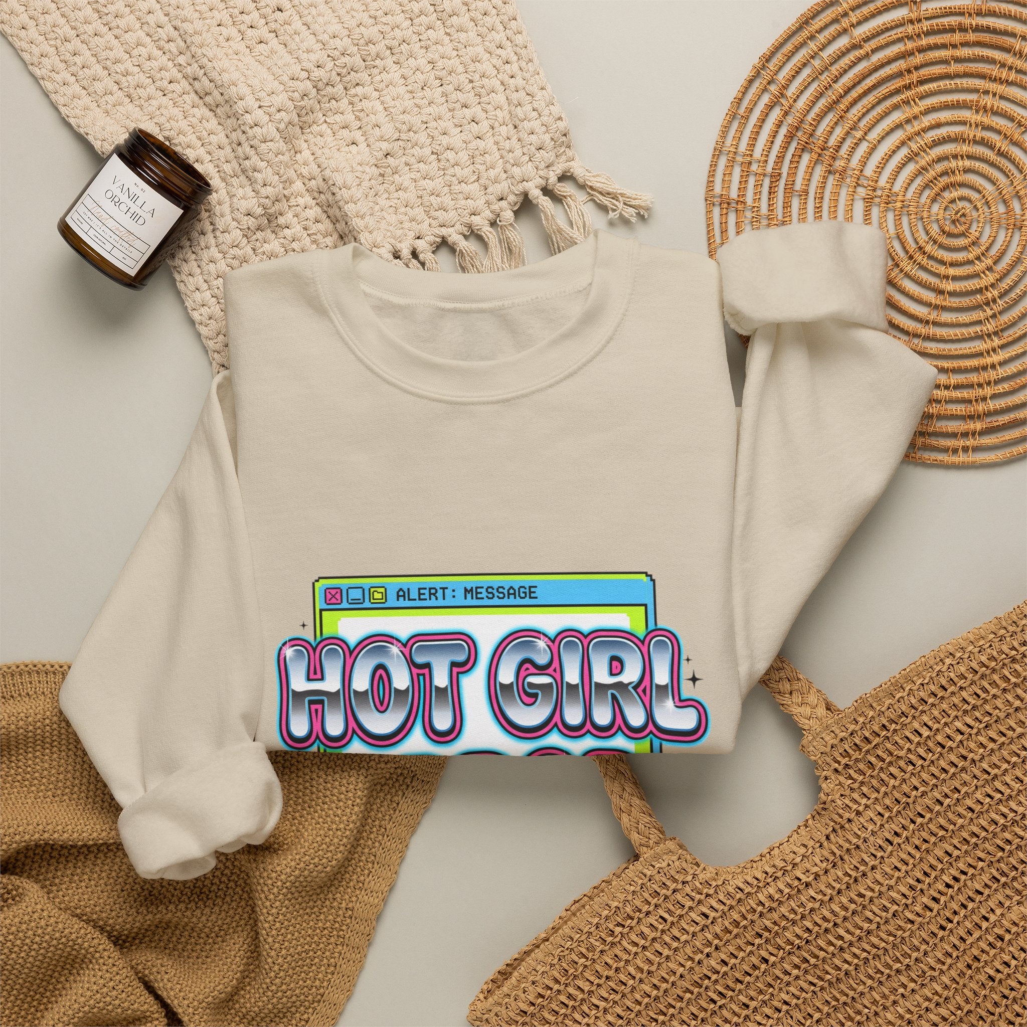 Hot Girl Error 404 Sweatshirt | Y2K slogan, cyber glitter, hot pink accents