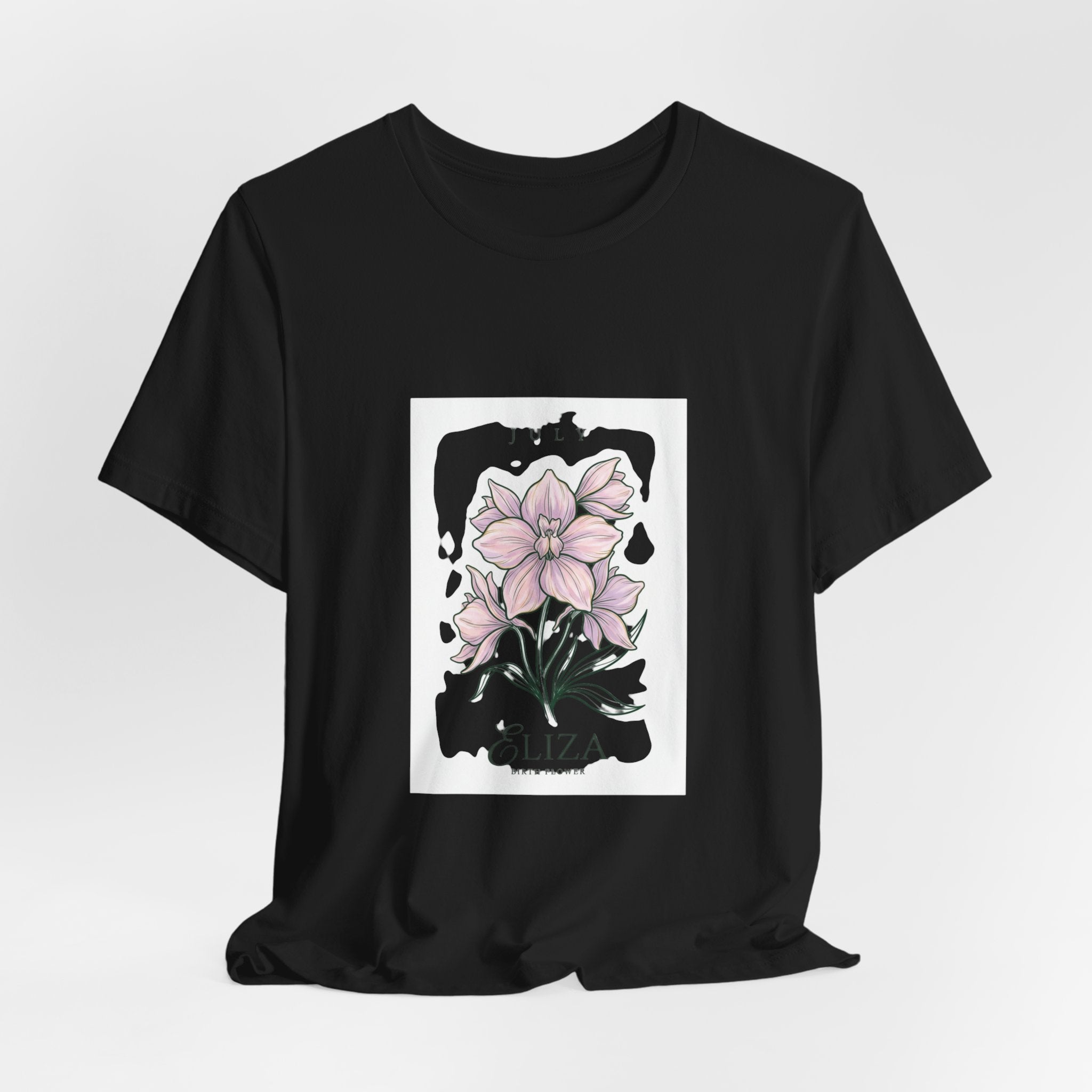 July Birth Flower Tee | Personalized Botanical Watercolor, Custom Name