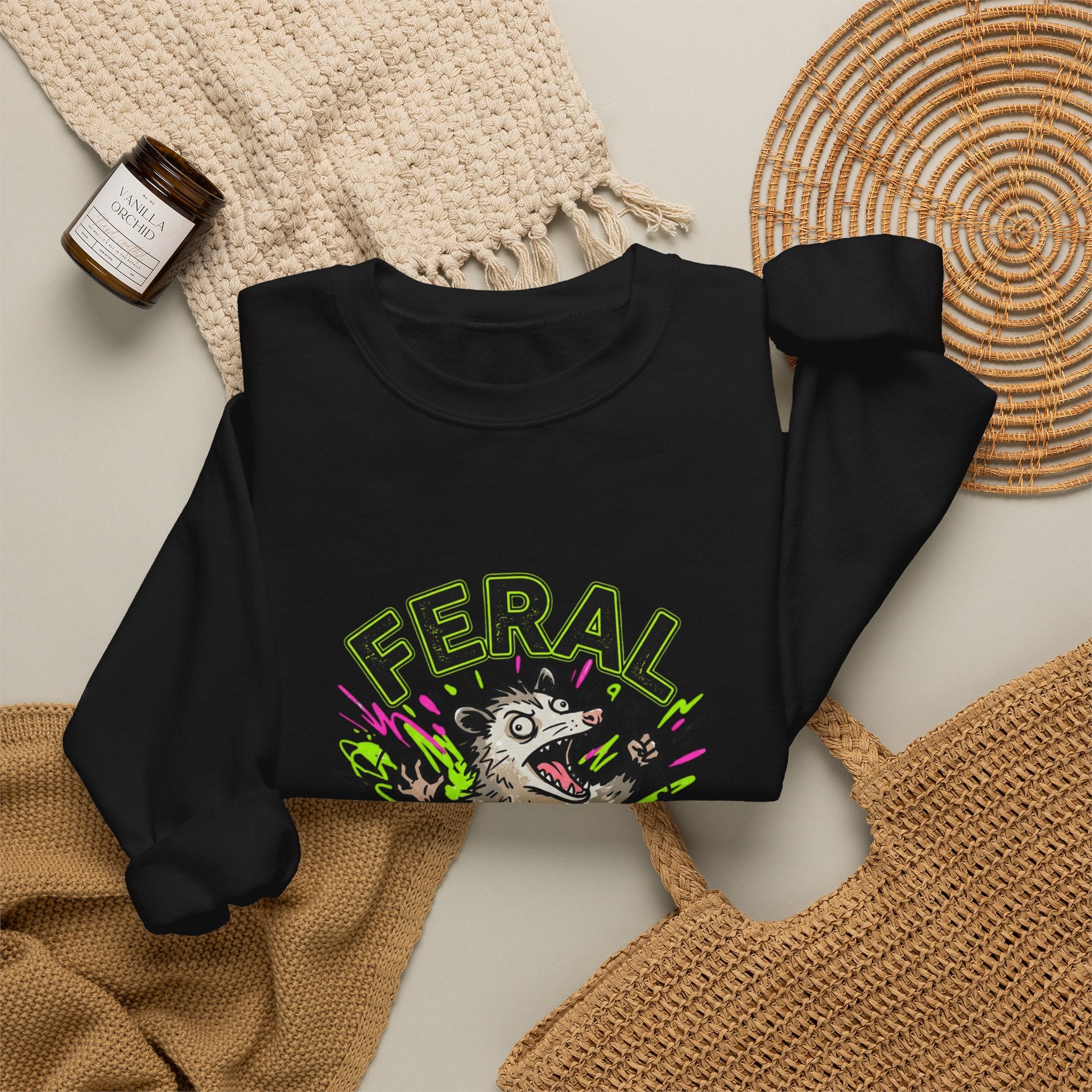 Feral But Free possum illustration Sweatshirt | feral, chaotic humor