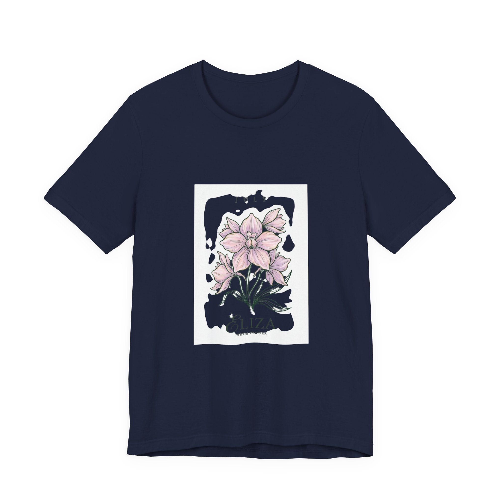 July Birth Flower Tee | Personalized Botanical Watercolor, Custom Name