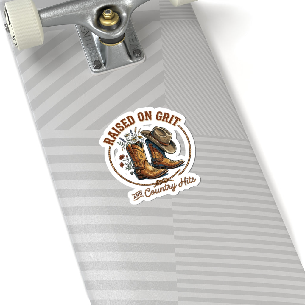 Raised on Grit Cowgirl Boots Sticker | Western, Rustic Prairie
