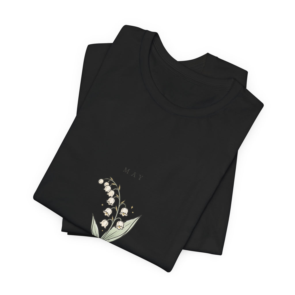 Lily of the Valley Birth Month Flower Tee | Botanical Line Art, Personalized